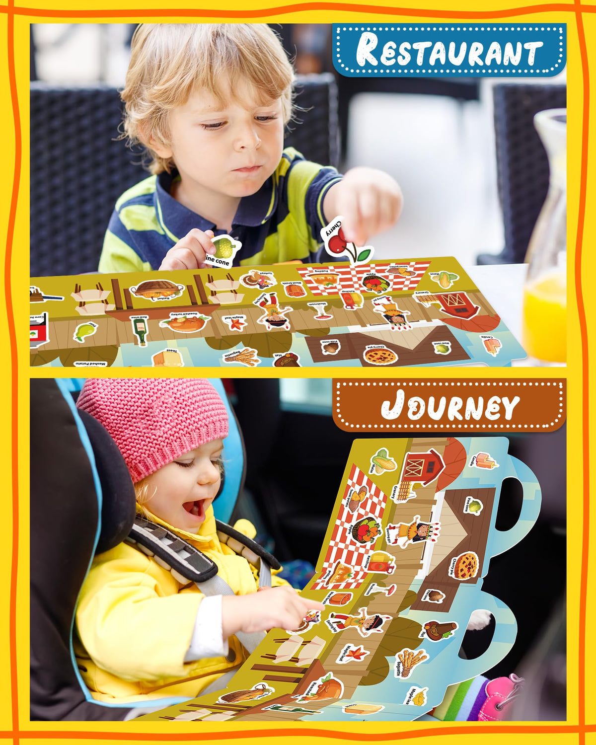 Benresive Reusable Thanksgiving Sticker Book for Toddlers – Travel-Friendly, 36 Pieces