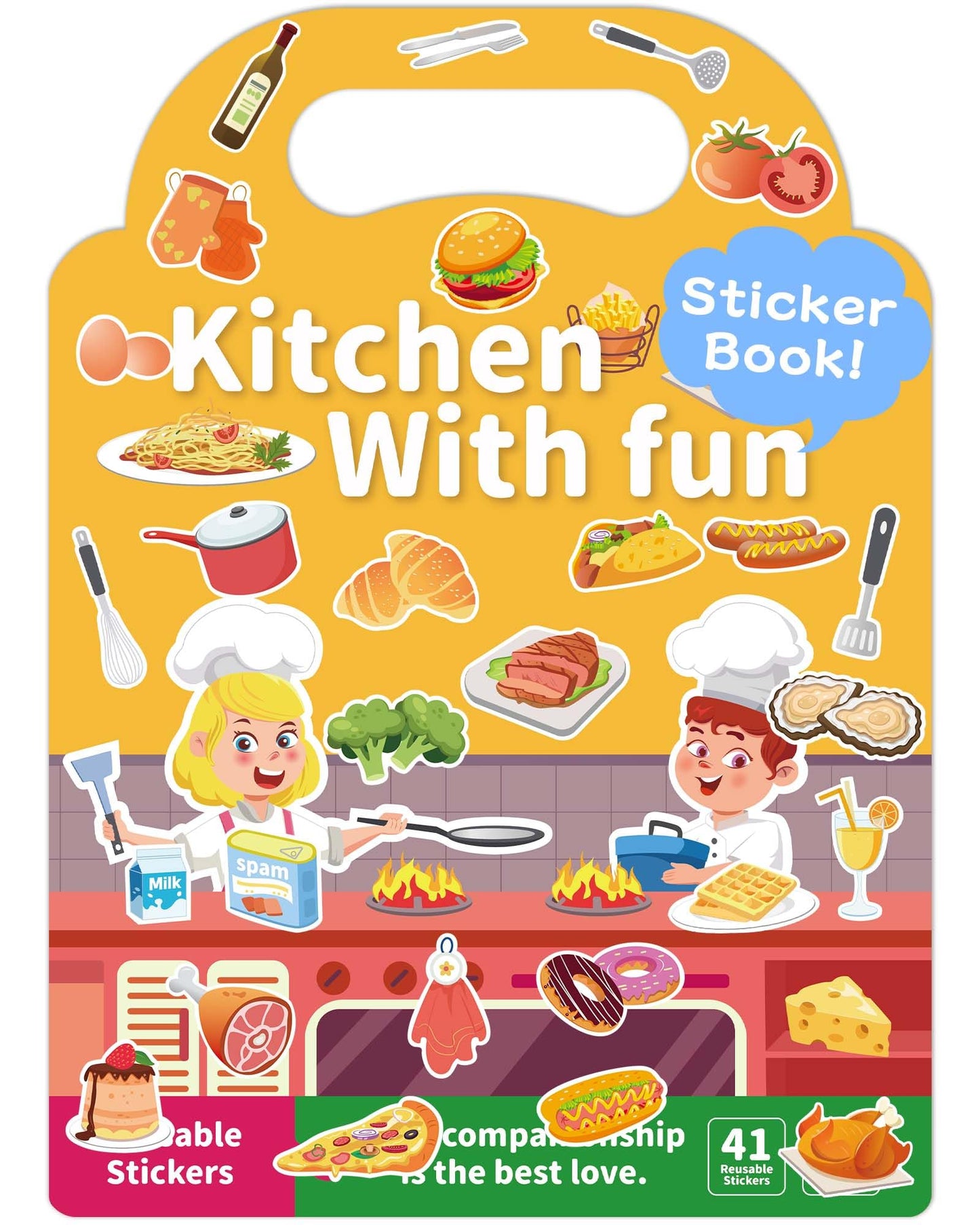 Benresive Reusable Sticker Books for Toddlers | Travel Stickers & Kitchen Theme (3+)