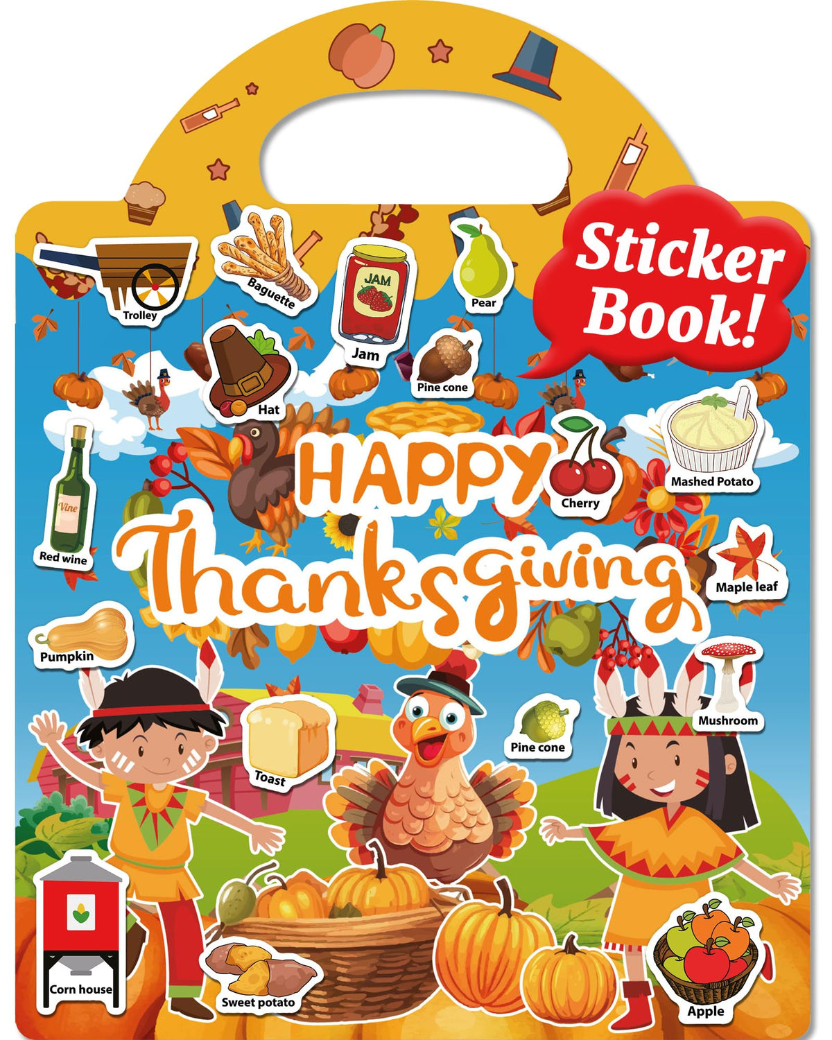 Benresive Reusable Thanksgiving Sticker Book for Toddlers – Travel-Friendly, 36 Pieces