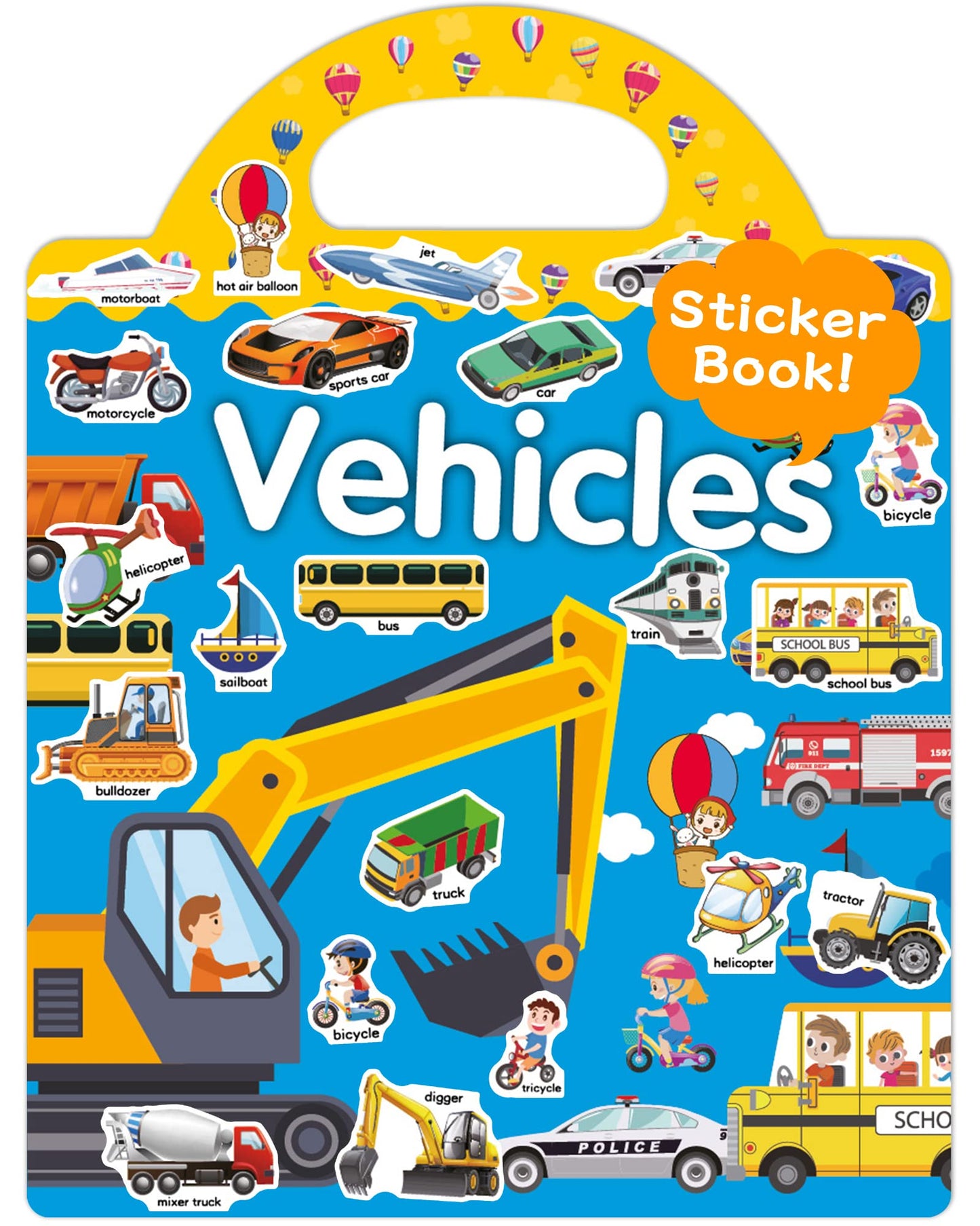 Benresive Reusable Sticker Book for Toddlers – Vehicle Theme Travel Stickers, Screen-Free Fun (3+ Years)