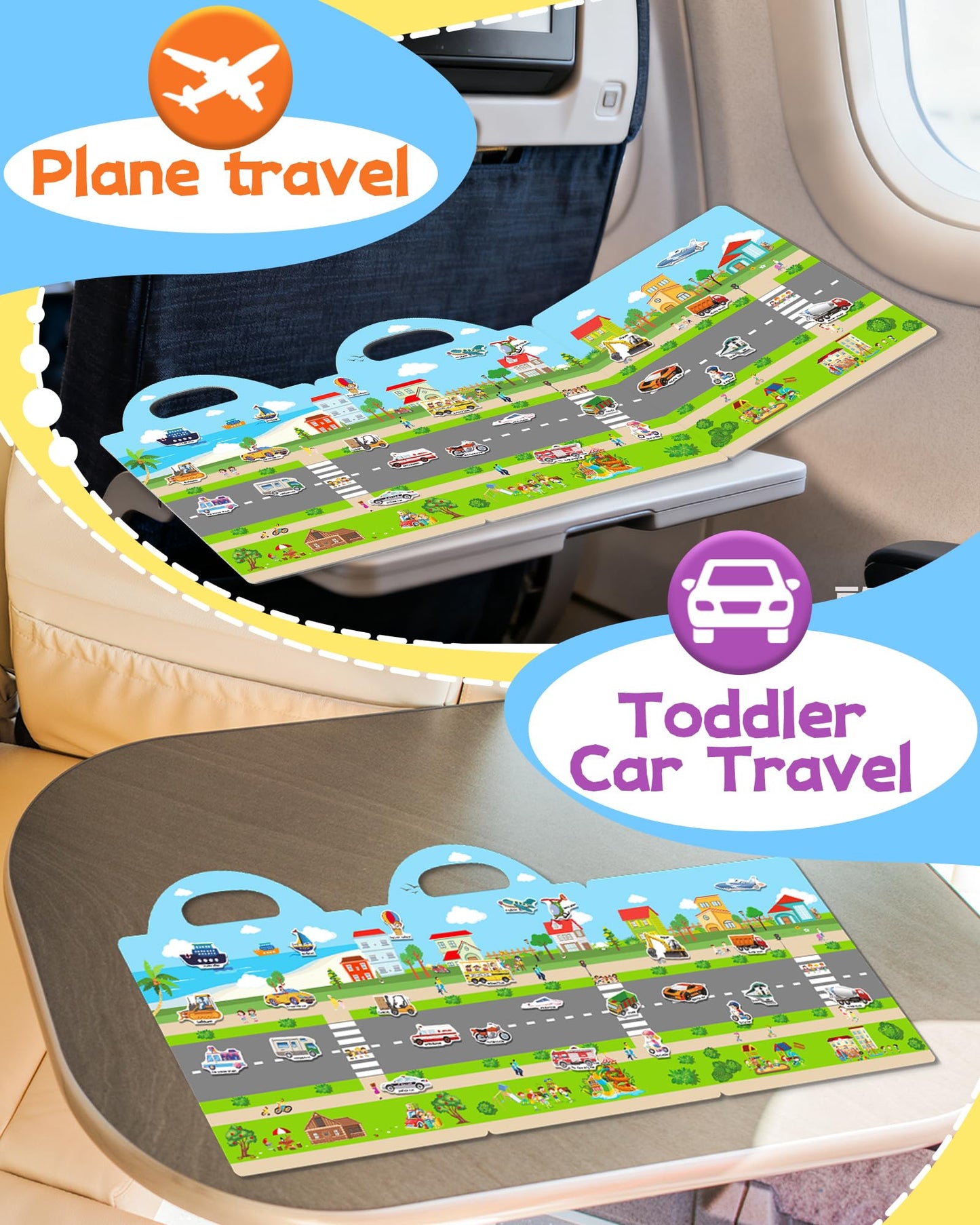 Benresive Reusable Sticker Book for Toddlers – Vehicle Theme Travel Stickers, Screen-Free Fun (3+ Years)