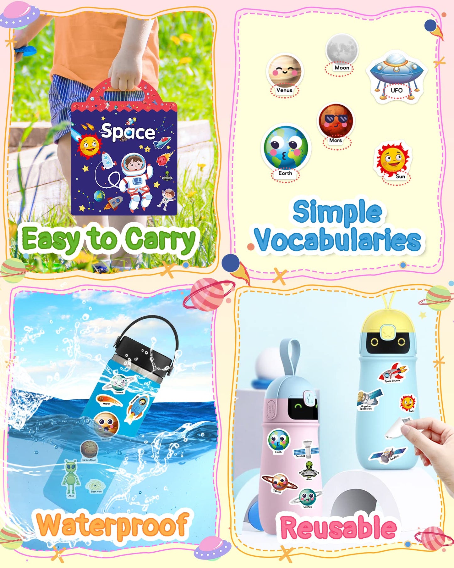 Benresive Reusable Space Sticker Book for Toddlers – Travel-Friendly & Screen-Free Fun