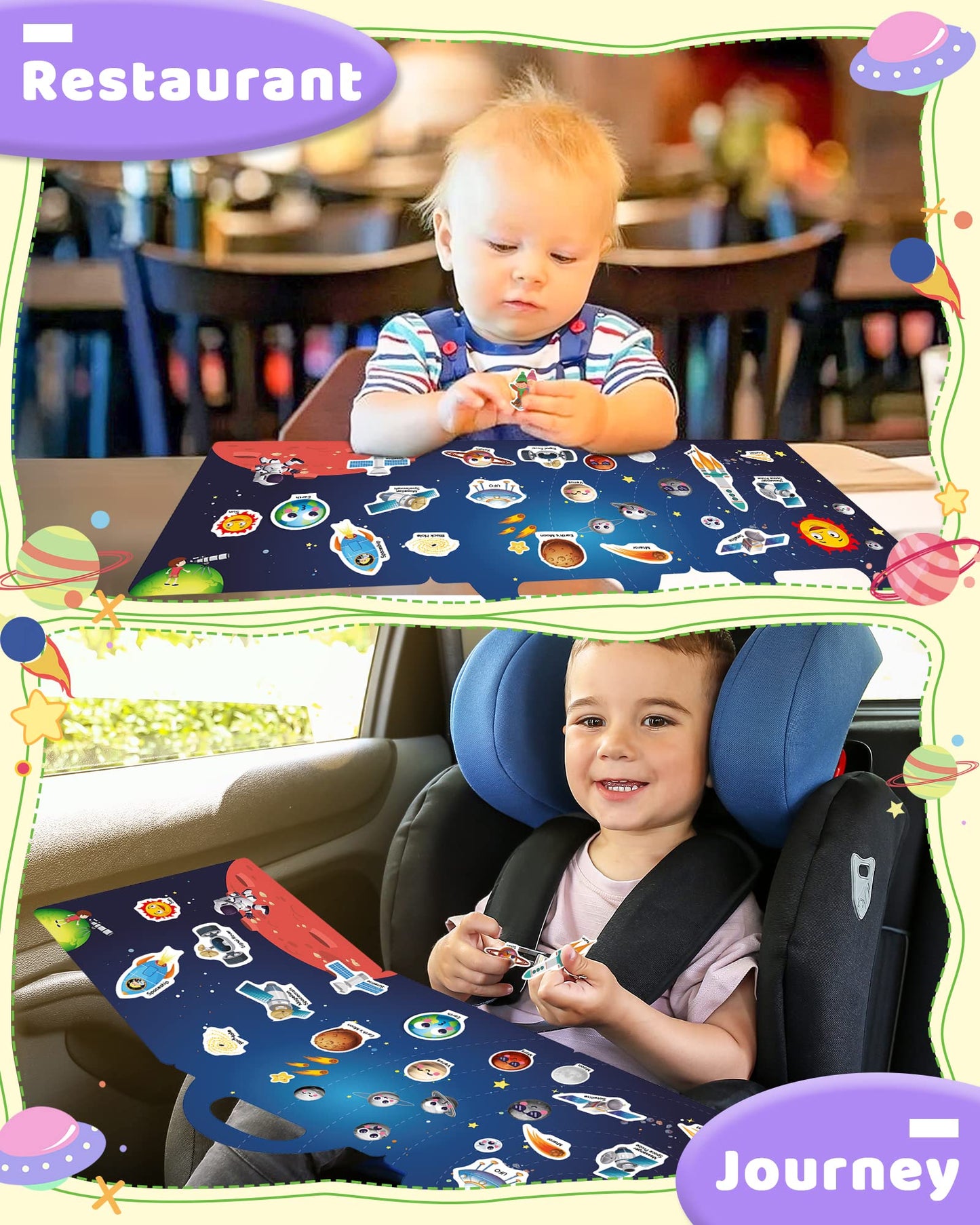 Benresive Reusable Space Sticker Book for Toddlers – Travel-Friendly & Screen-Free Fun