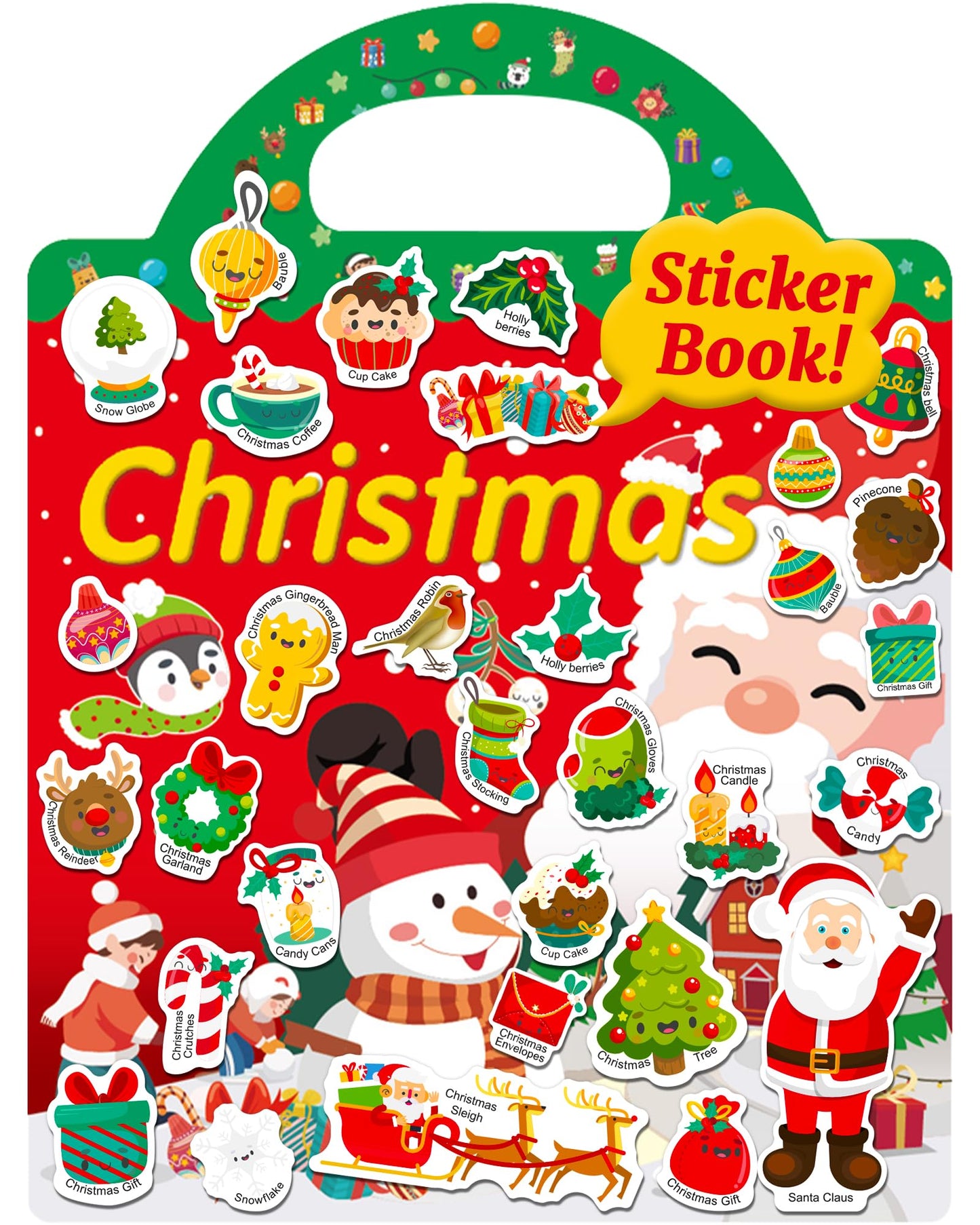 Benresive Reusable Sticker Book for Toddlers – Christmas Stickers, Portable Travel Activity