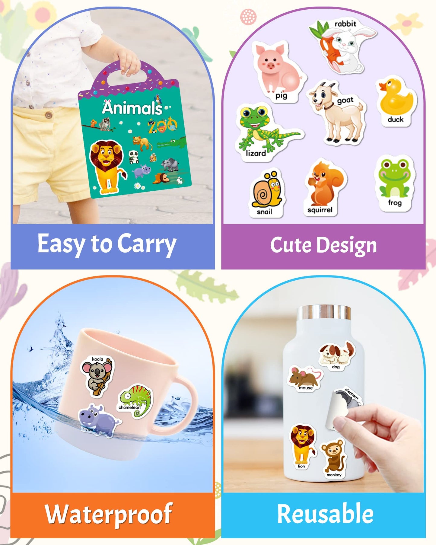 Benresive Reusable Sticker Book for Toddlers – Animals Zoo Travel Stickers for Kids, Screen-Free Activity
