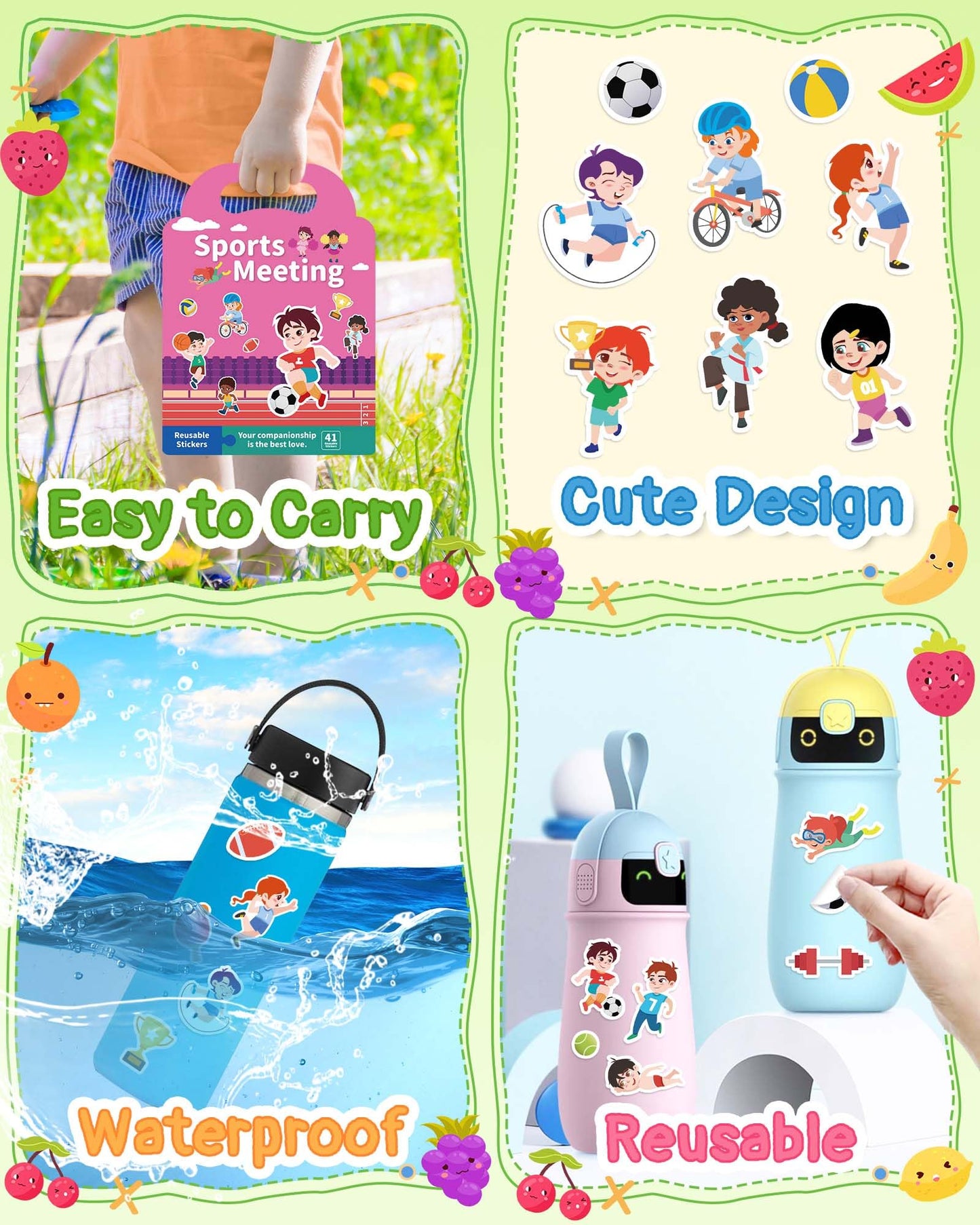 Benresive Reusable Sports Sticker Book for Toddlers – Travel Stickers & Creative Crafts