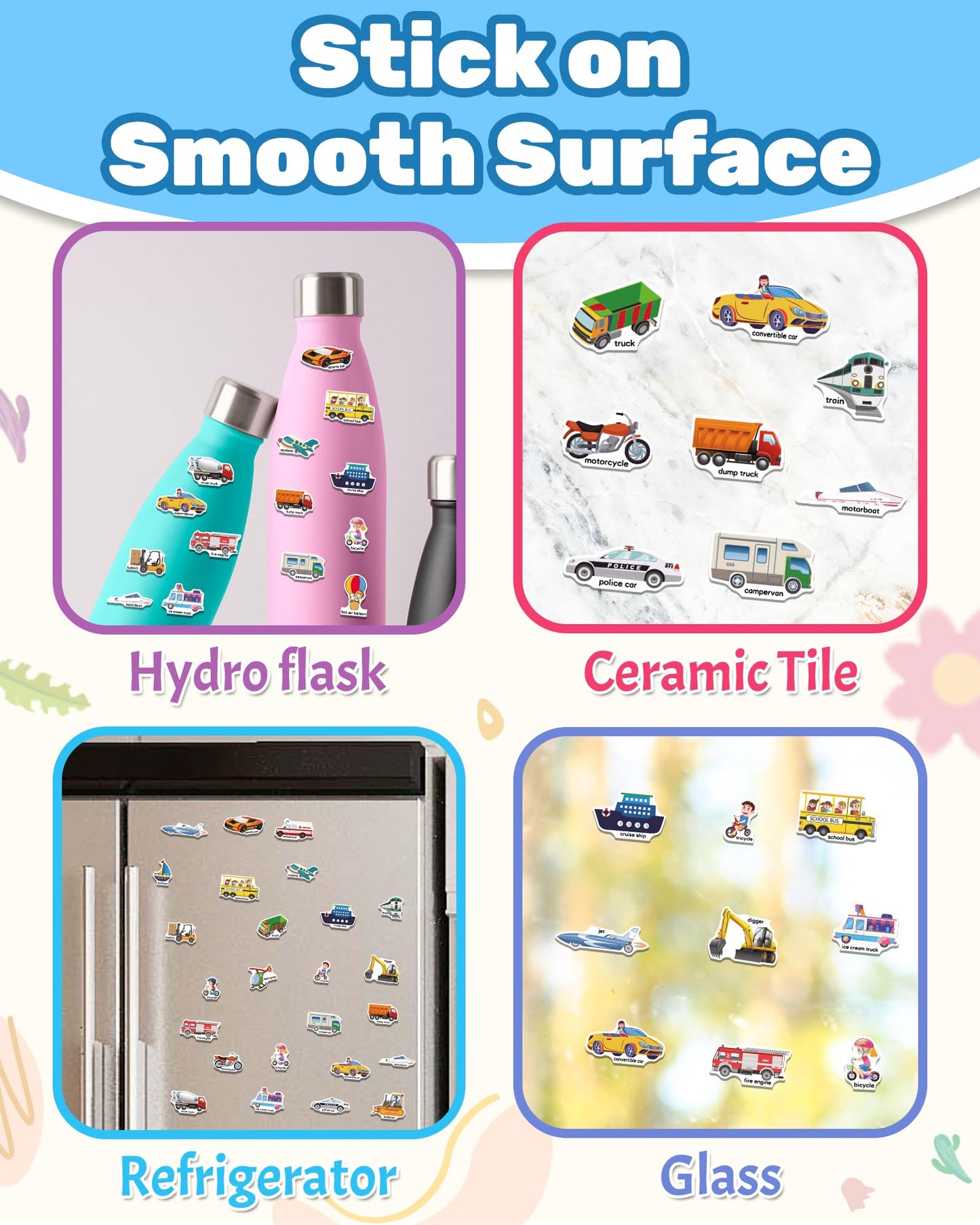 Benresive Reusable Sticker Book for Toddlers – Vehicle Theme Travel Stickers, Screen-Free Fun (3+ Years)