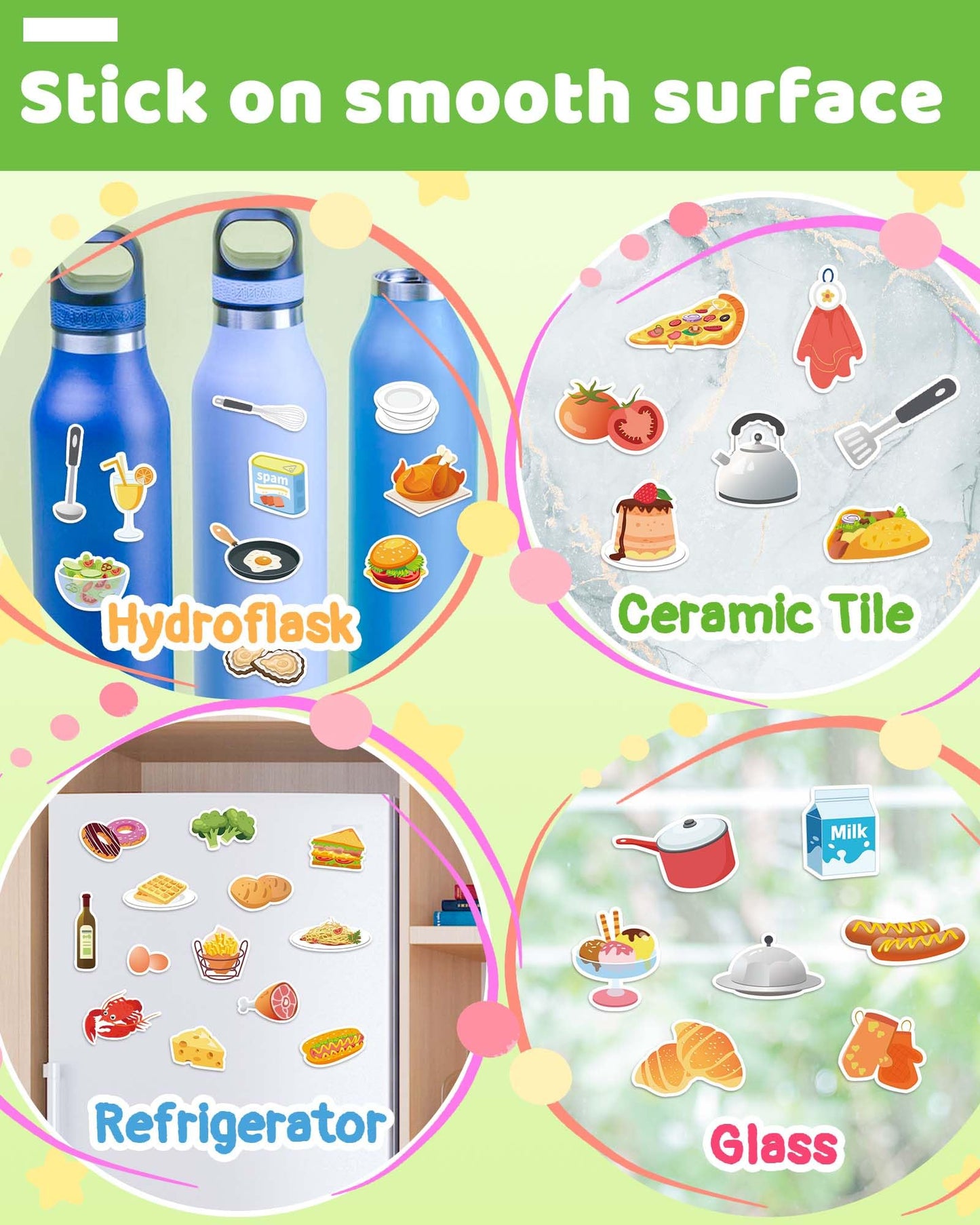 Benresive Reusable Sticker Books for Toddlers | Travel Stickers & Kitchen Theme (3+)