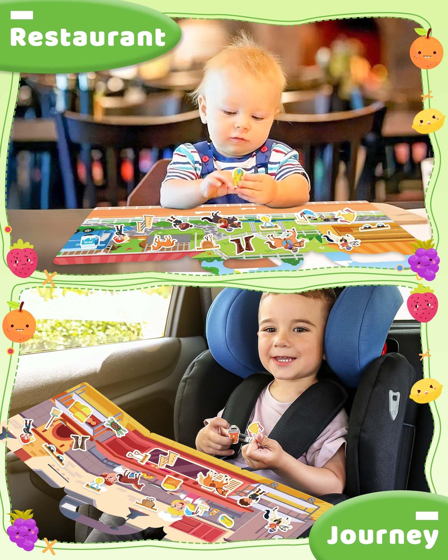 Benresive Reusable Sticker Book for Toddlers – Riding Theme | Travel Activities