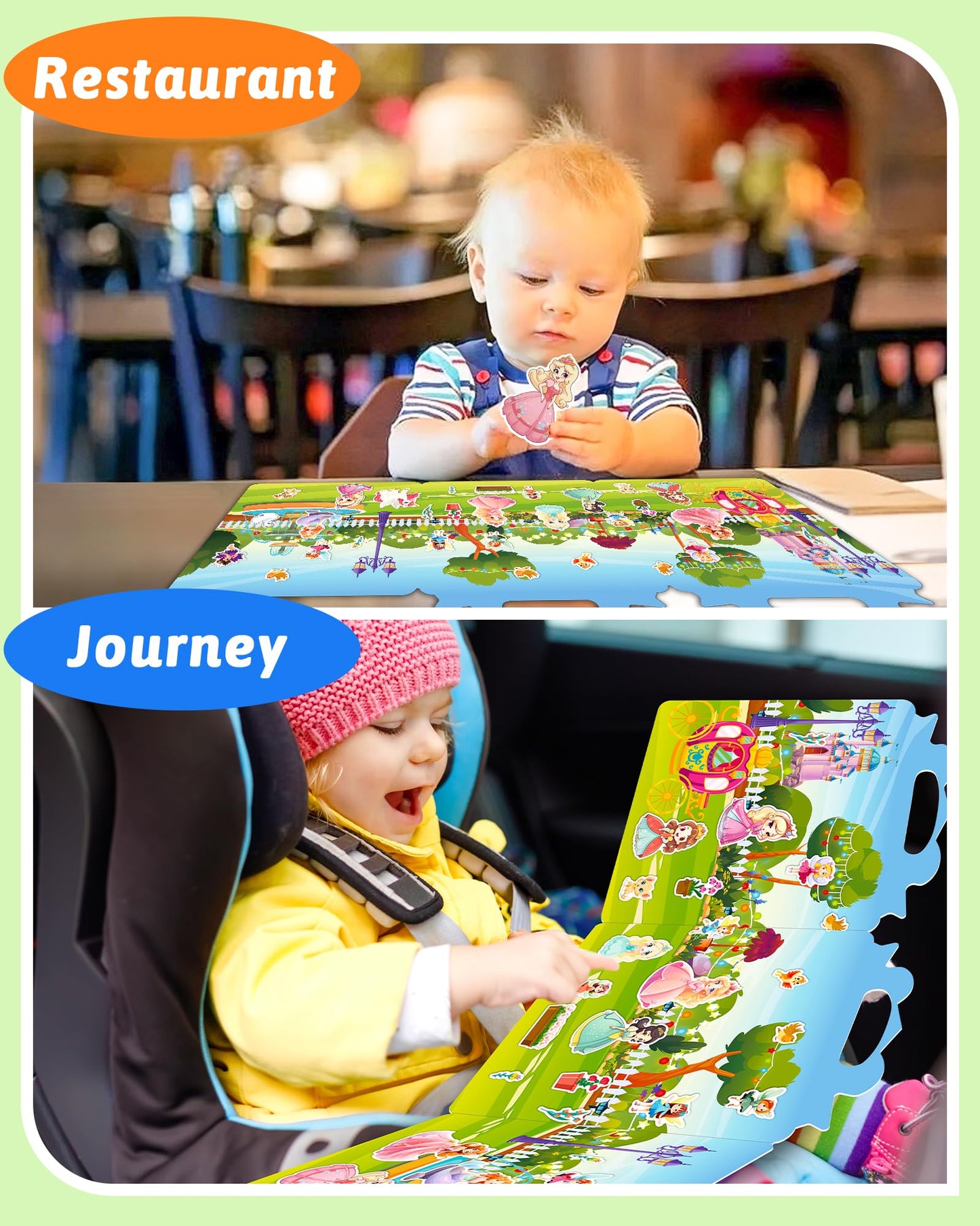 Benresive Reusable Princess Sticker Book for Toddlers — Portable Craft Activity