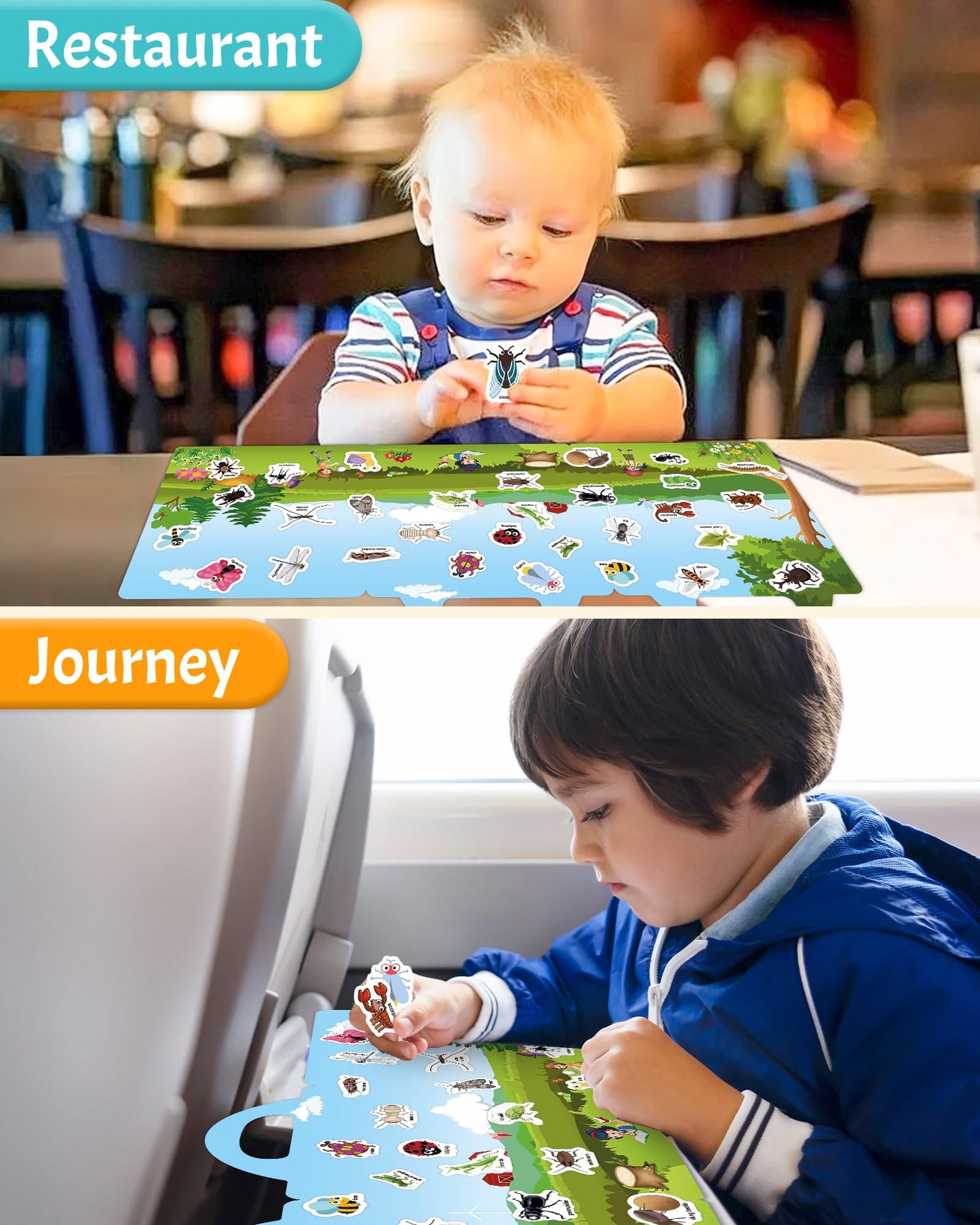 Benresive Reusable Insect Sticker Book for Toddlers – Portable, Screen-Free Craft Kit