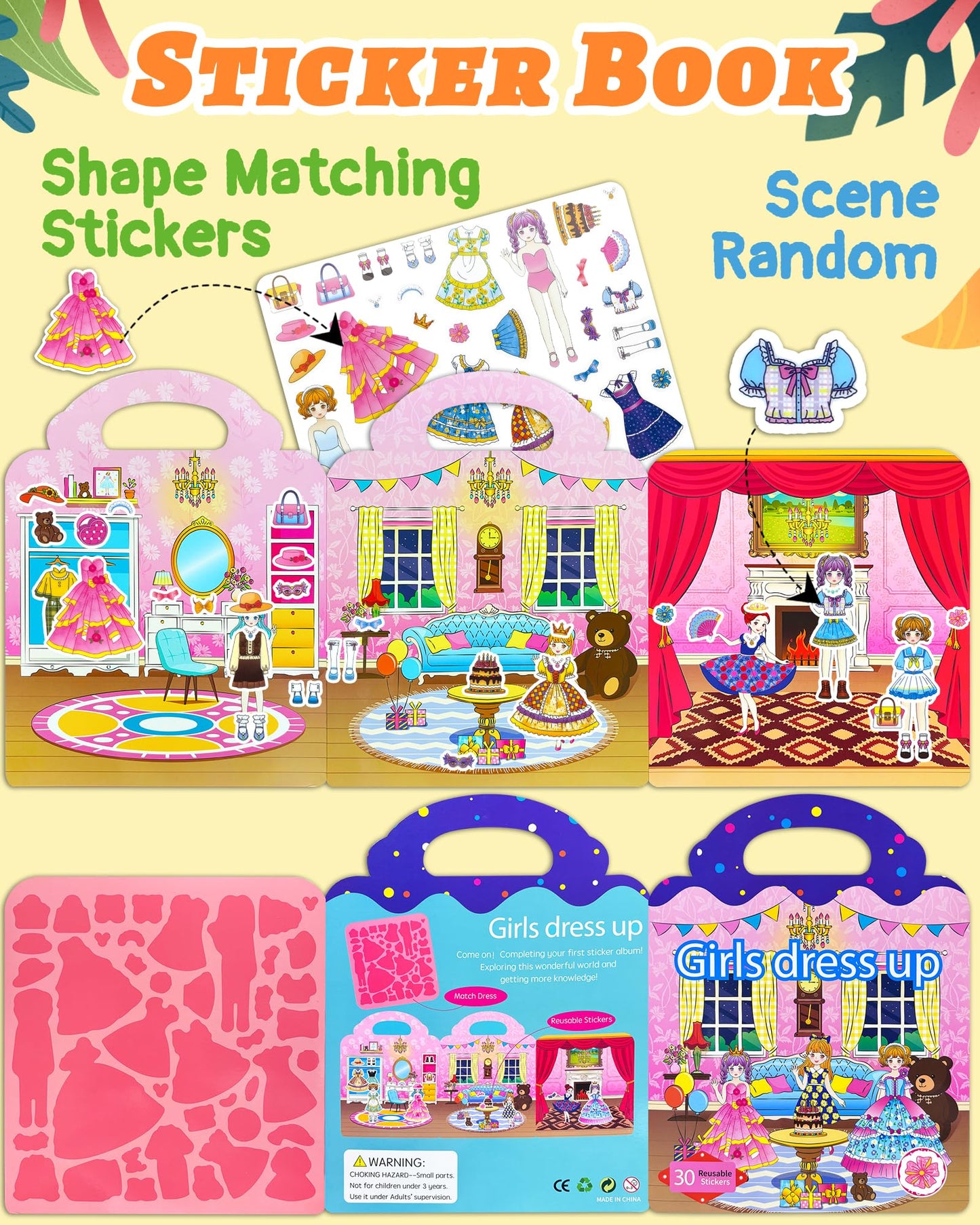 Benresive Reusable Dress Up Sticker Book for Toddlers | Travel-Friendly Kids Stickers