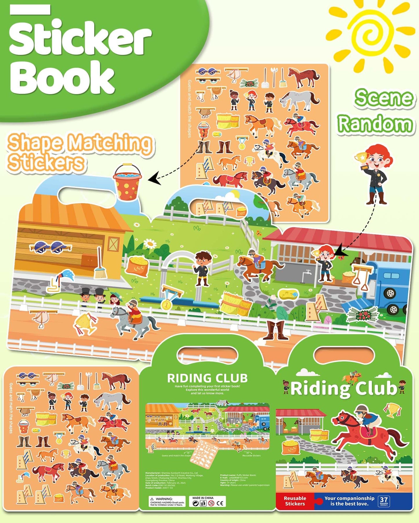 Benresive Reusable Sticker Book for Toddlers – Riding Theme | Travel Activities