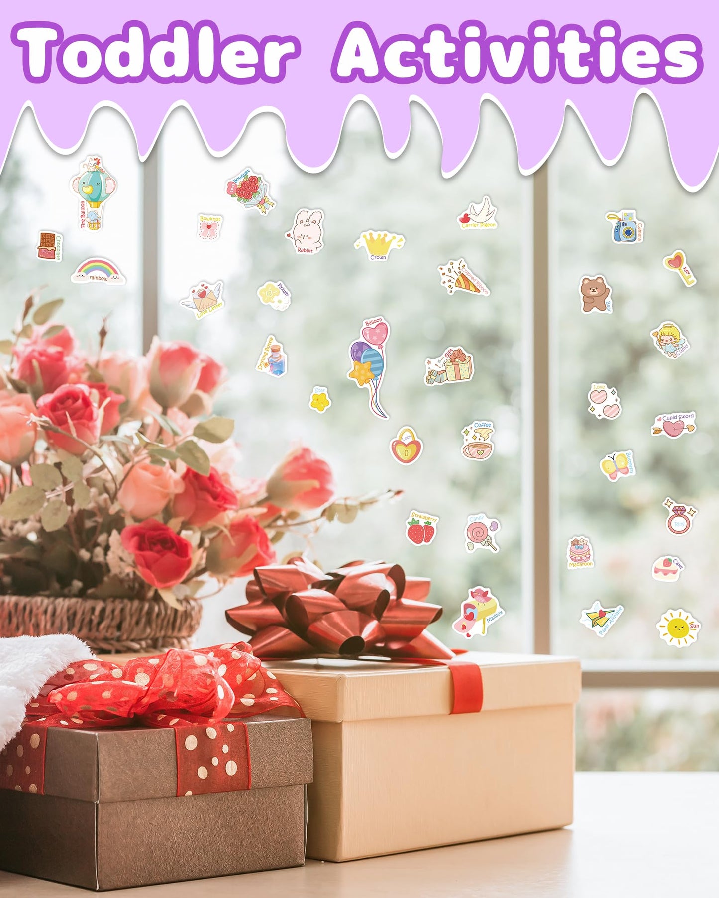 Benresive Reusable Valentines Sticker Book for Toddlers – Travel Craft Activities