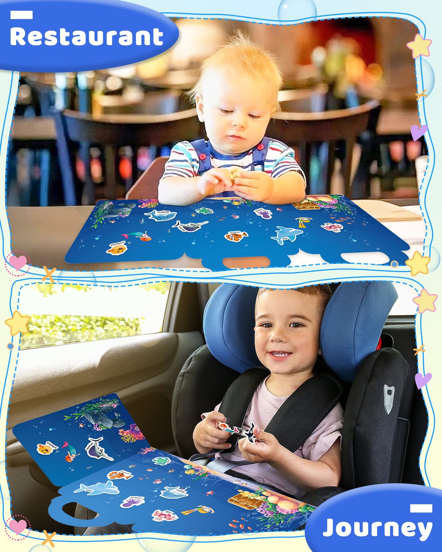 Benresive Reusable Sticker Book for Toddlers - Ocean Animals, Travel Activity (3+)