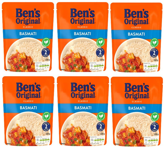 6 x Bens Original Basmati Microwave Rice - 220G