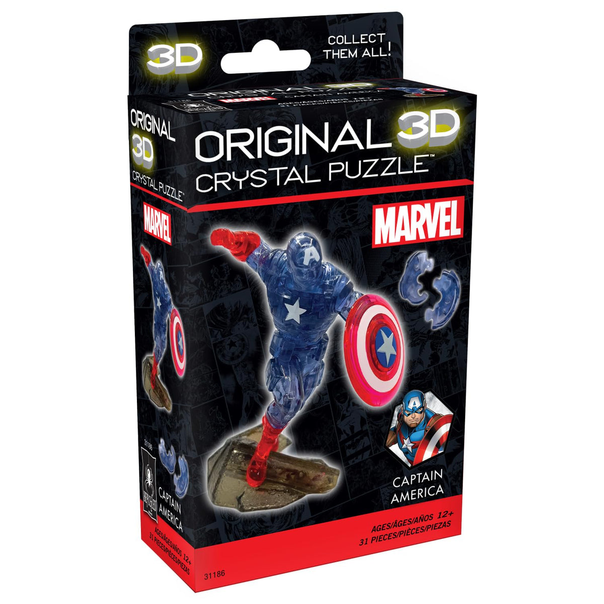 BePuzzled Captain America 3D Crystal Puzzle – 12+ Display Piece