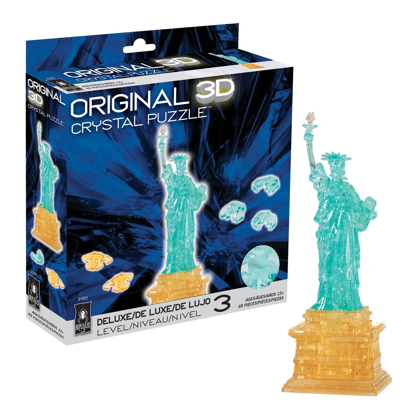 BePuzzled Statue of Liberty Deluxe Original 3D Crystal Puzzle – Challenging, Beautiful to Display