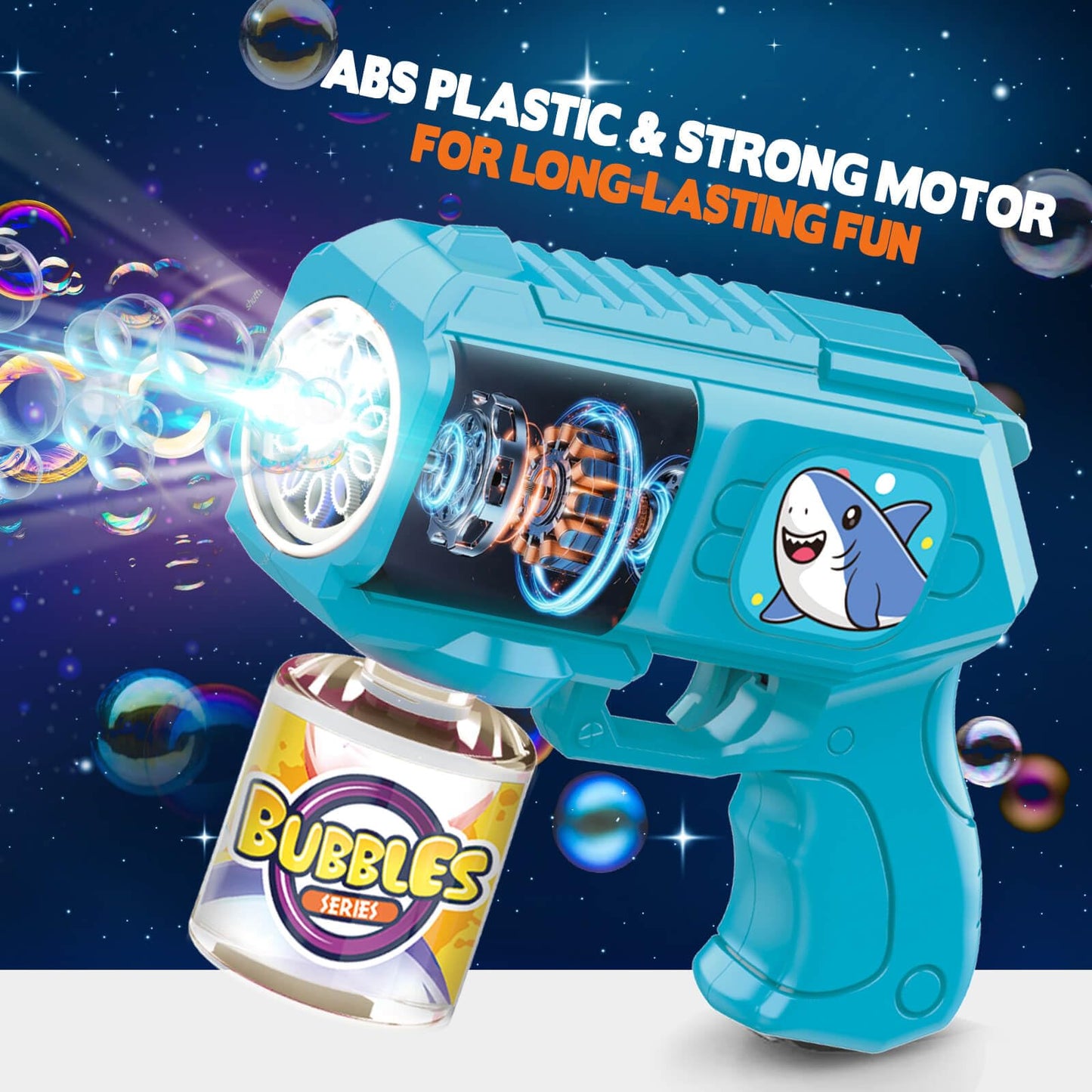 Beria Bubble Guns 3-Pack with Solution | Light-Up Blasters for Kids 3-8