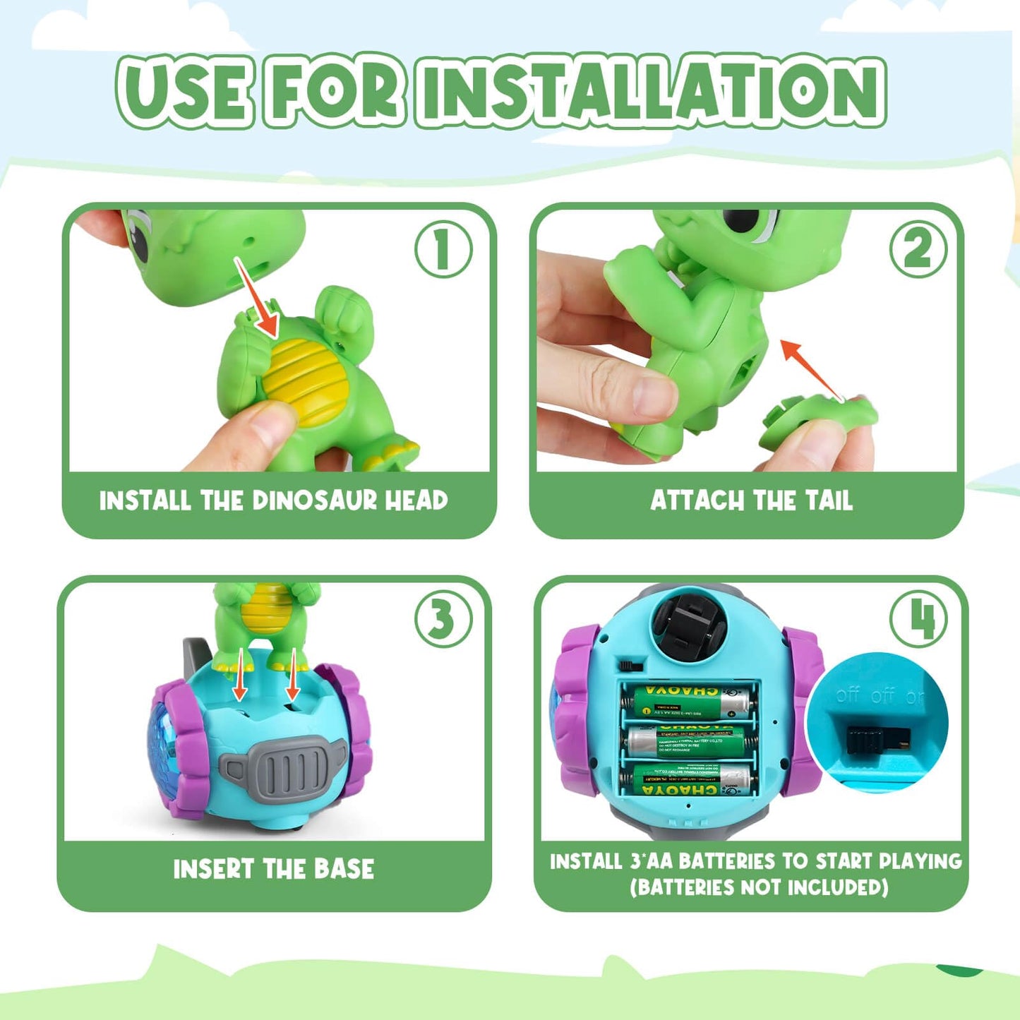 Beria Dinosaur Robot Car Toy with Lights & Music for Toddlers (Ages 2–4)