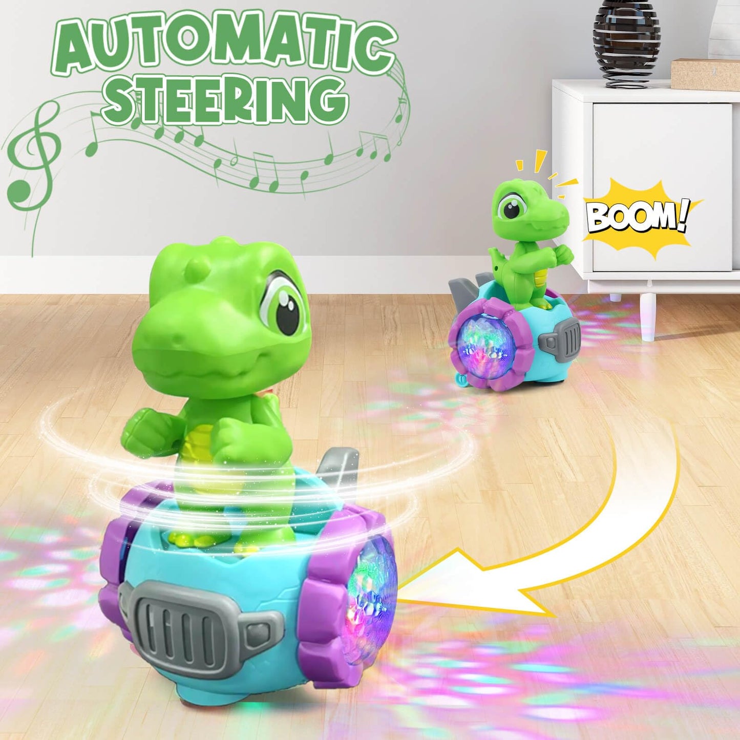 Beria Dinosaur Robot Car Toy with Lights & Music for Toddlers (Ages 2–4)
