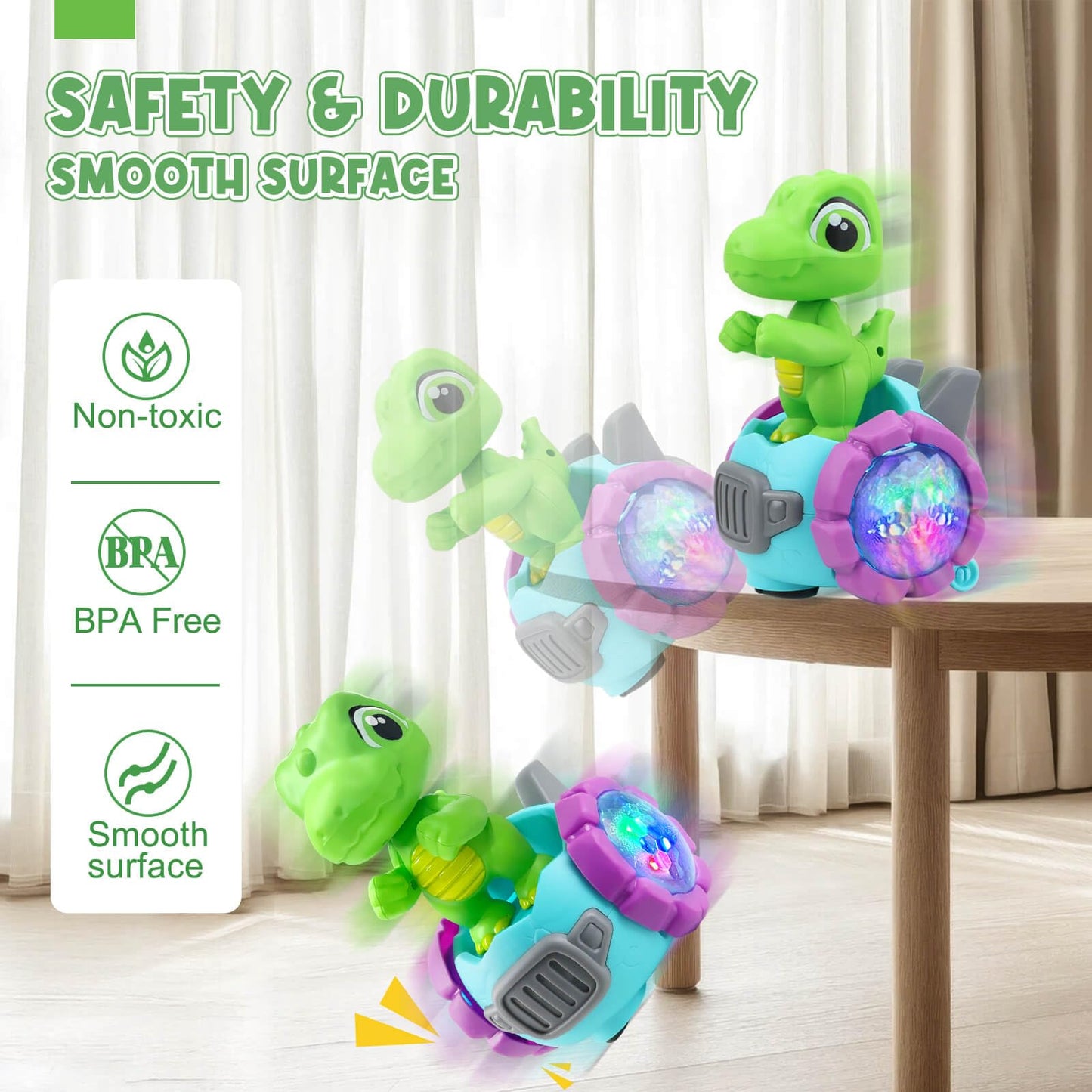 Beria Dinosaur Robot Car Toy with Lights & Music for Toddlers (Ages 2–4)