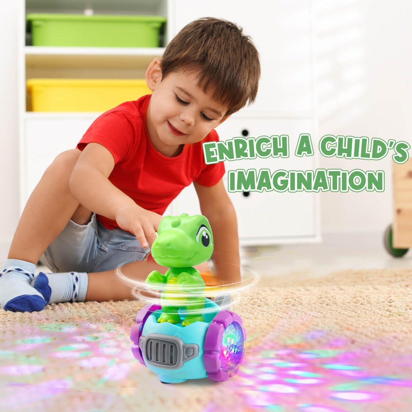Beria Dinosaur Robot Car Toy with Lights & Music for Toddlers (Ages 2–4)