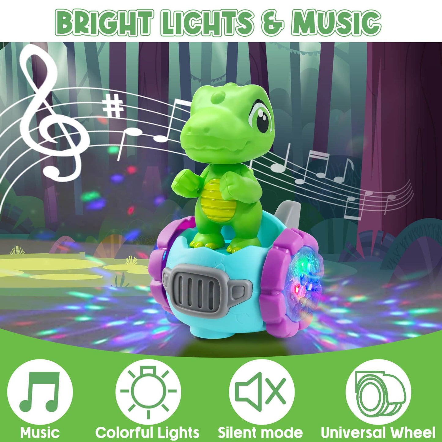Beria Dinosaur Robot Car Toy with Lights & Music for Toddlers (Ages 2–4)