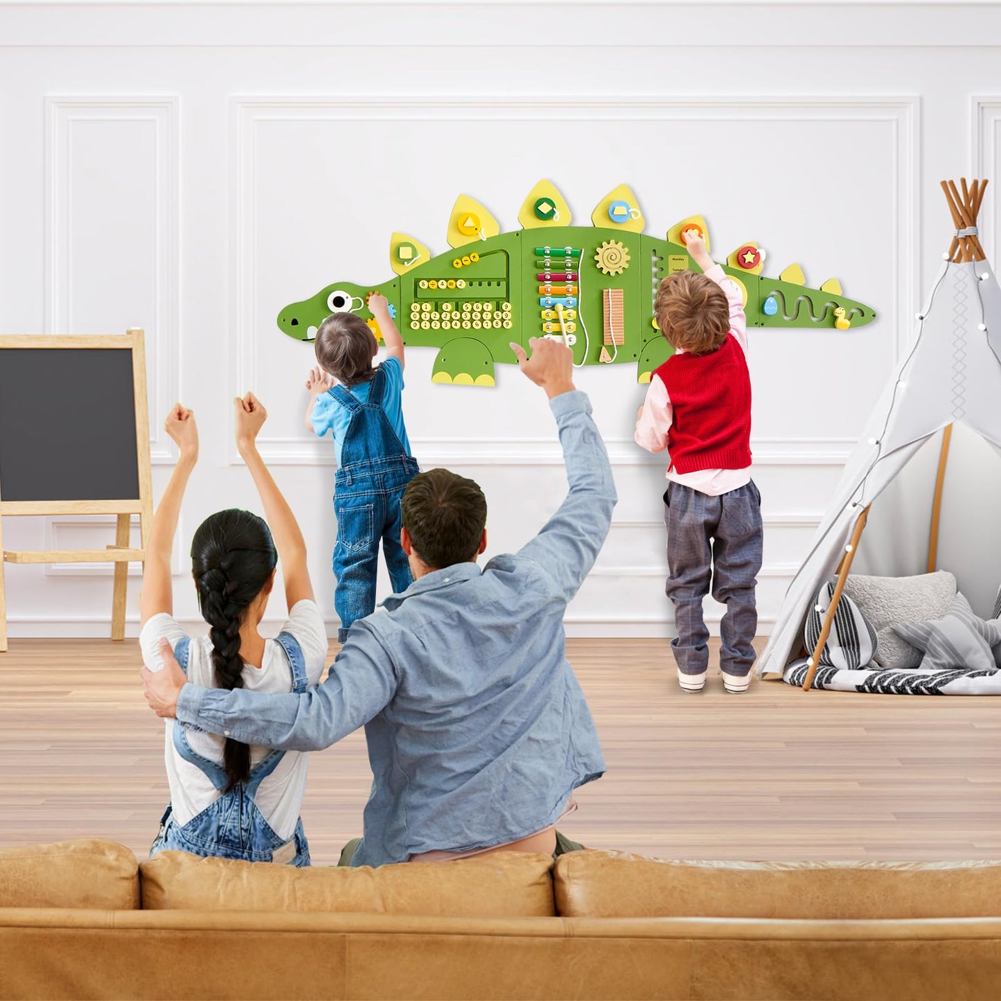 Beright Dinosaur Activity Wall Busy Board Panels — Montessori Sensory Toy for Toddlers