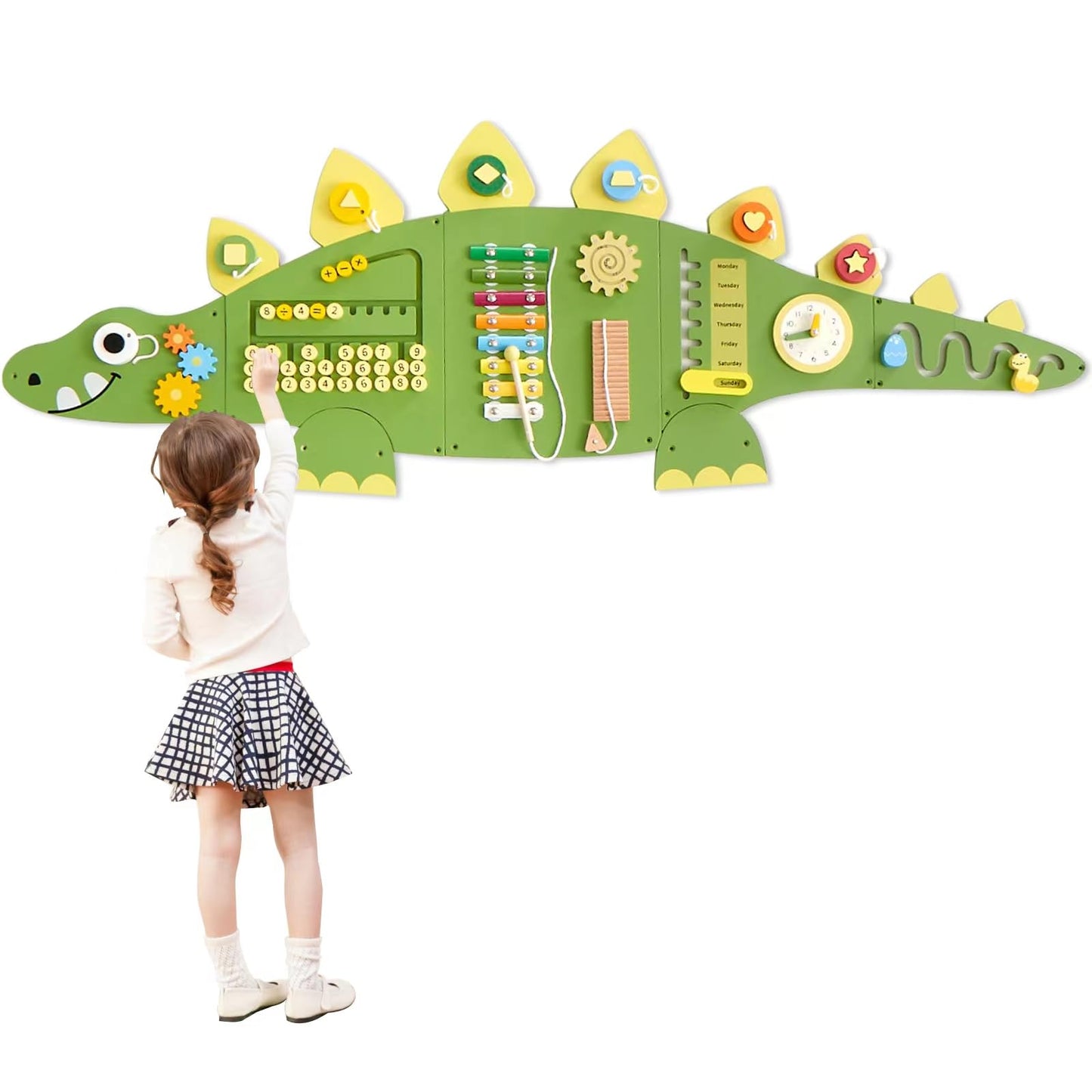 Beright Dinosaur Activity Wall Busy Board Panels — Montessori Sensory Toy for Toddlers