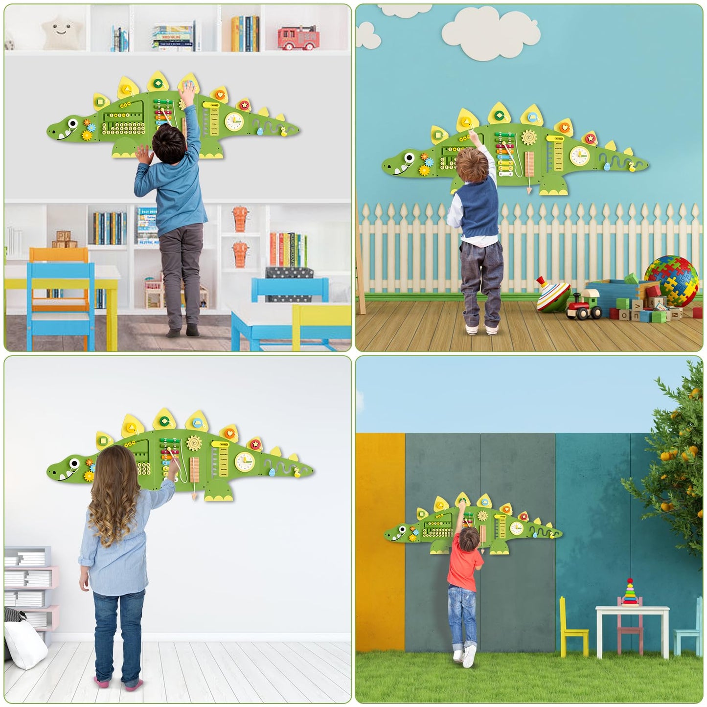 Beright Dinosaur Activity Wall Busy Board Panels — Montessori Sensory Toy for Toddlers
