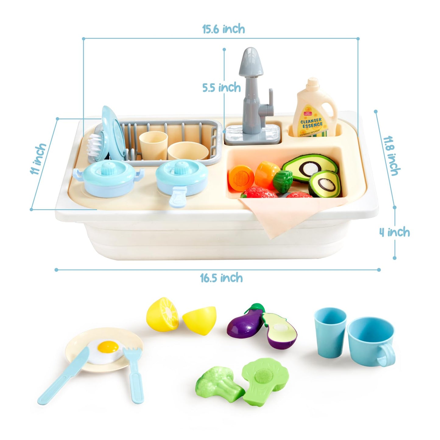 Beright Play Kitchen Sink Toys with Upgraded Faucet – Pretend Water Fun for Toddlers