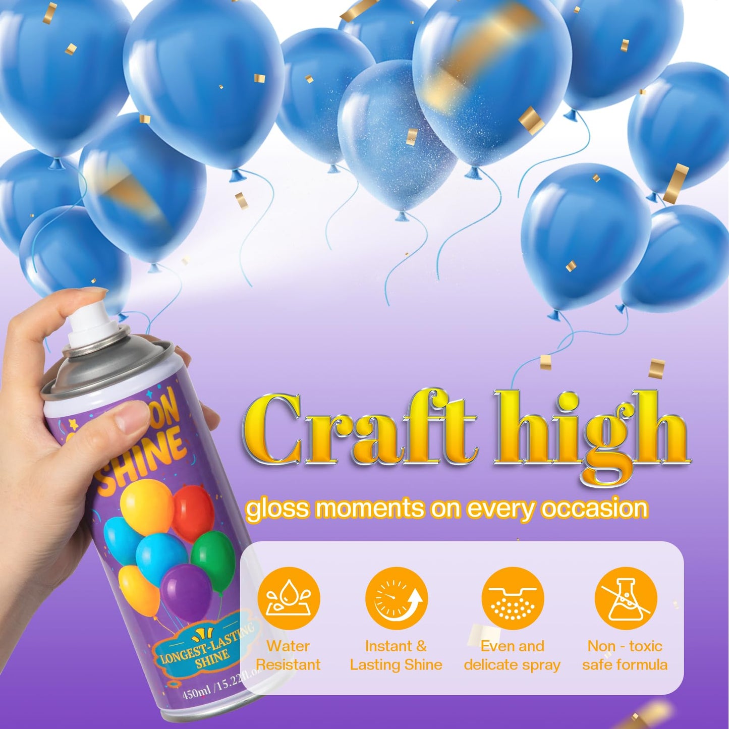 BERIOVE Balloon Shine Spray – 2 Pack, 15 oz, Long-Lasting High Shine for Balloons (Waterproof)