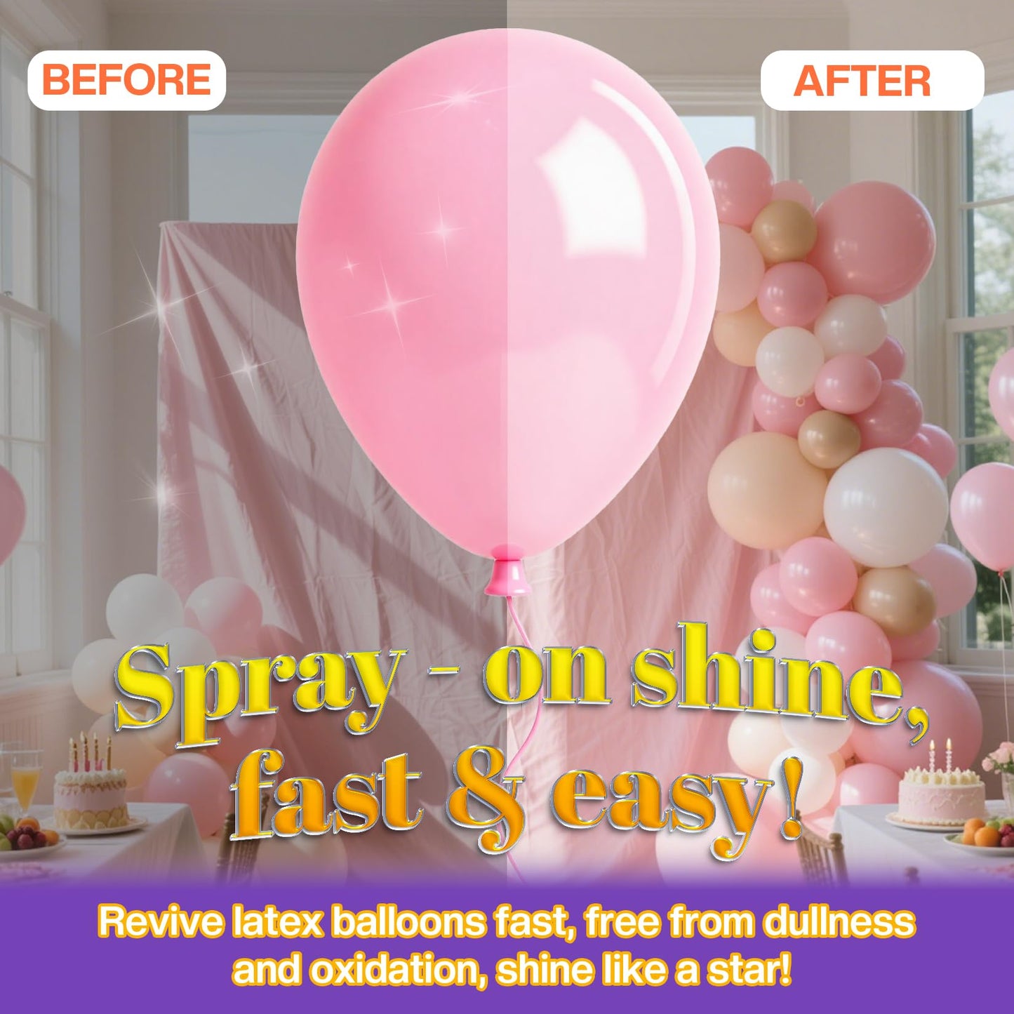 BERIOVE Balloon Shine Spray – 2 Pack, 15 oz, Long-Lasting High Shine for Balloons (Waterproof)