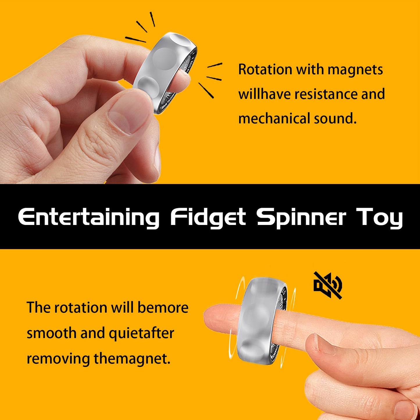 berotok Magnetic Fidget Ring – Stress Relief Spinner for Adults & Teens