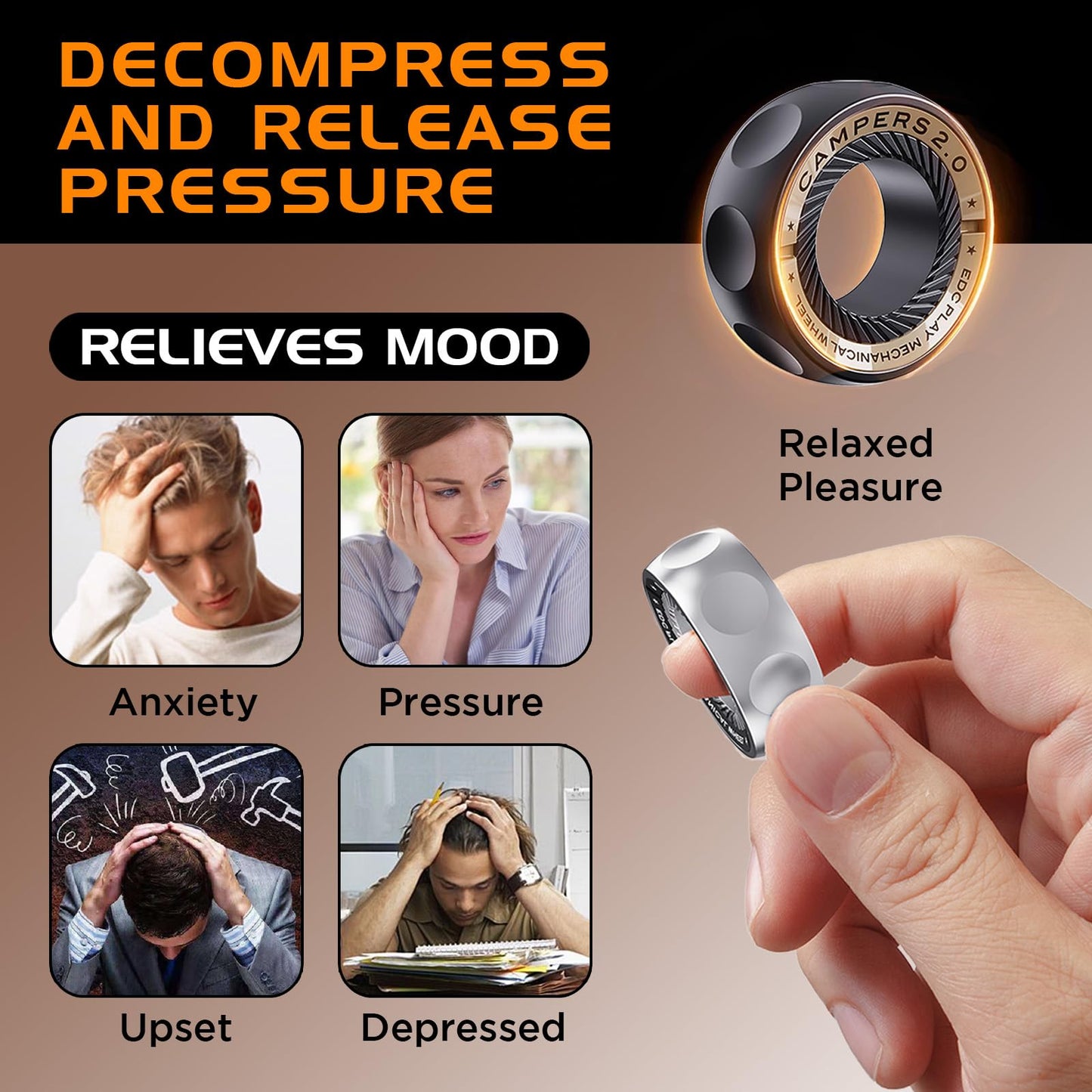 berotok Magnetic Fidget Ring – Stress Relief Spinner for Adults & Teens
