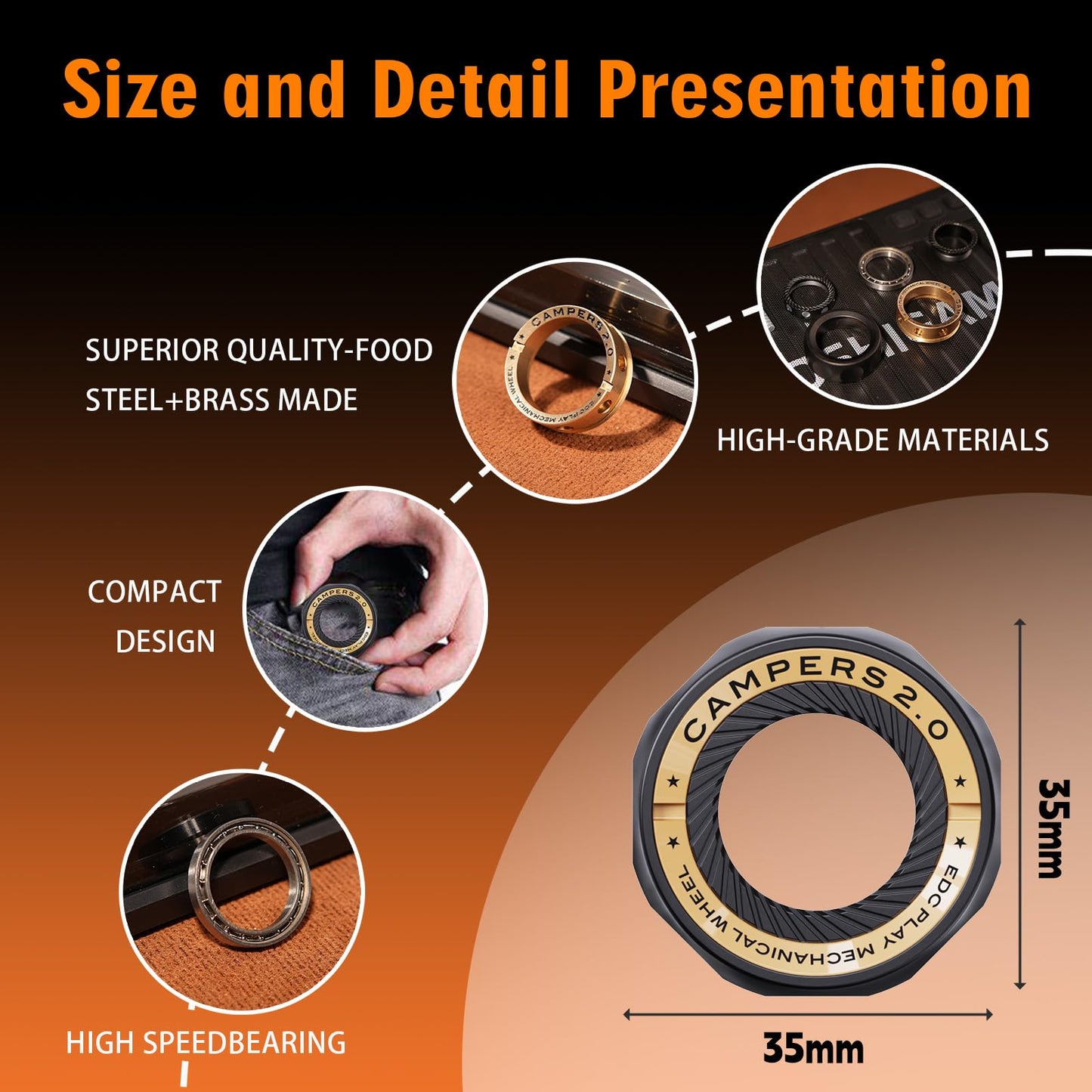 berotok Magnetic Fidget Ring – Stress Relief Spinner for Adults & Teens
