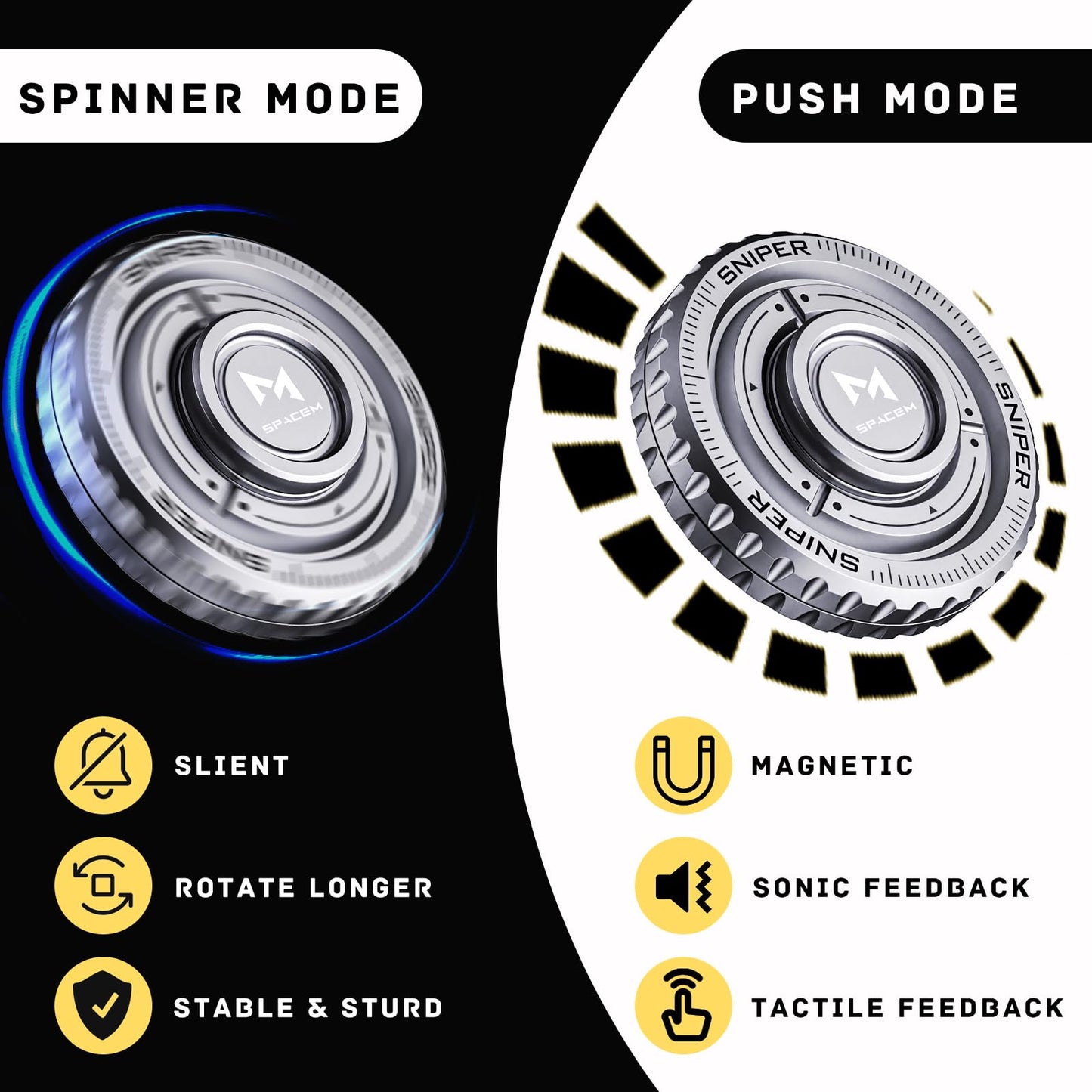 berotok Fidget Spinner 2-in-1: Magnetic Slider + High-Speed Silent Spin
