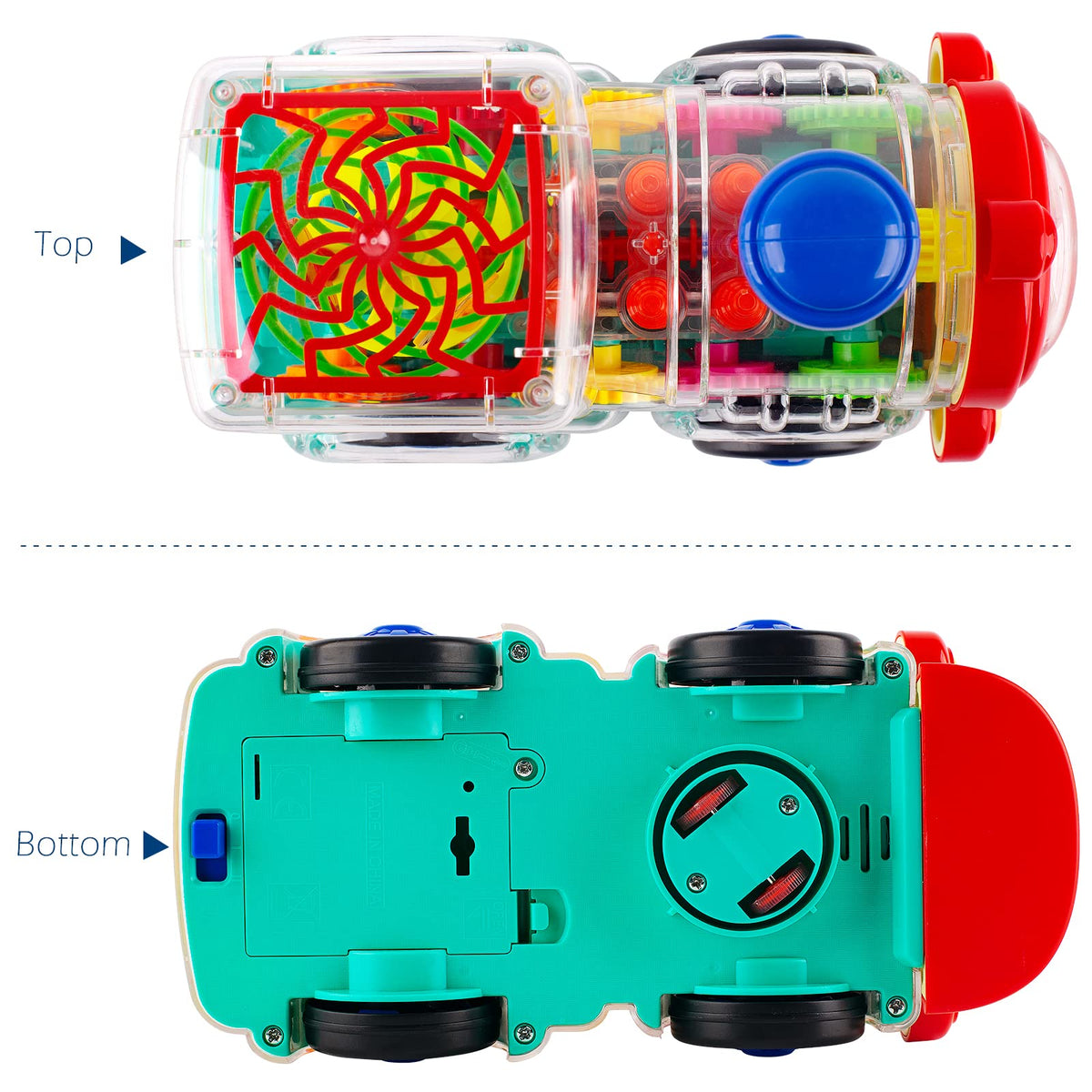 Berry President Transparent Electric Gear Train Toy with Flashing Lights & Music – Dark Blue