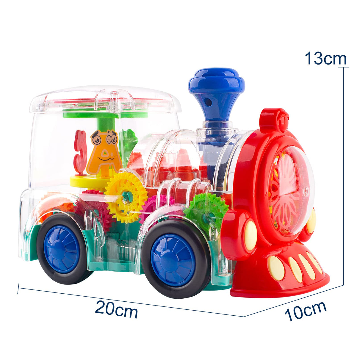 Berry President Transparent Electric Gear Train Toy with Flashing Lights & Music – Dark Blue