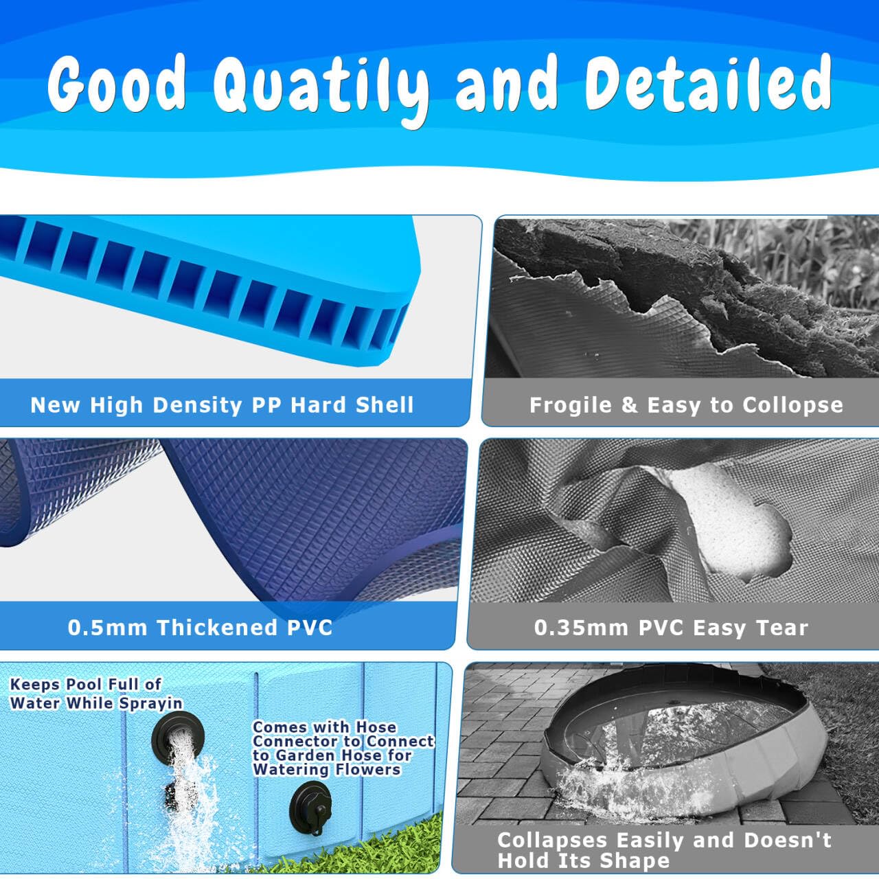 BerrysParadise Foldable Dog Pool with Sprinkler – 87in Extra Large Outdoor Collapsible Pool