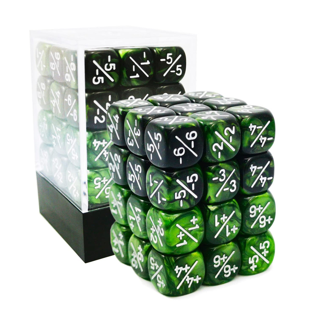 BESCON DICE 36pcs 12mm Marble Green & Gemini Green Counters Set – MTG & CCG Token Dice