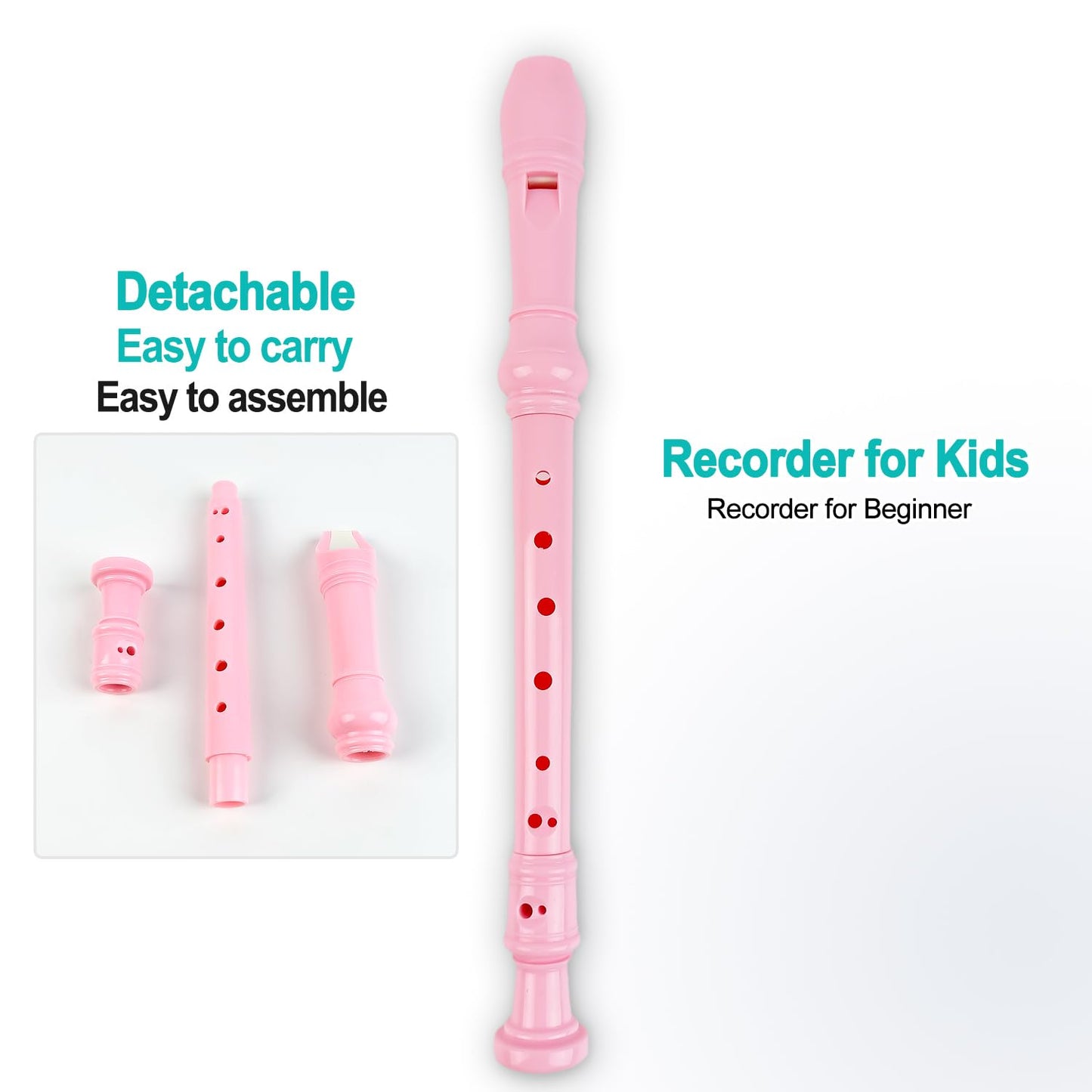Besiciwiin Toddler Musical Instruments Set – Trumpet, Harmonica & Recorder Flute (Pink)