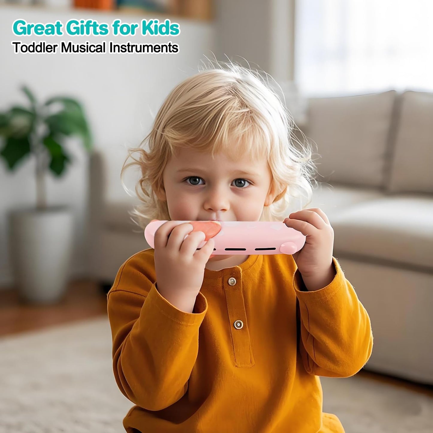 Besiciwiin Toddler Musical Instruments Set – Trumpet, Harmonica & Recorder Flute (Pink)