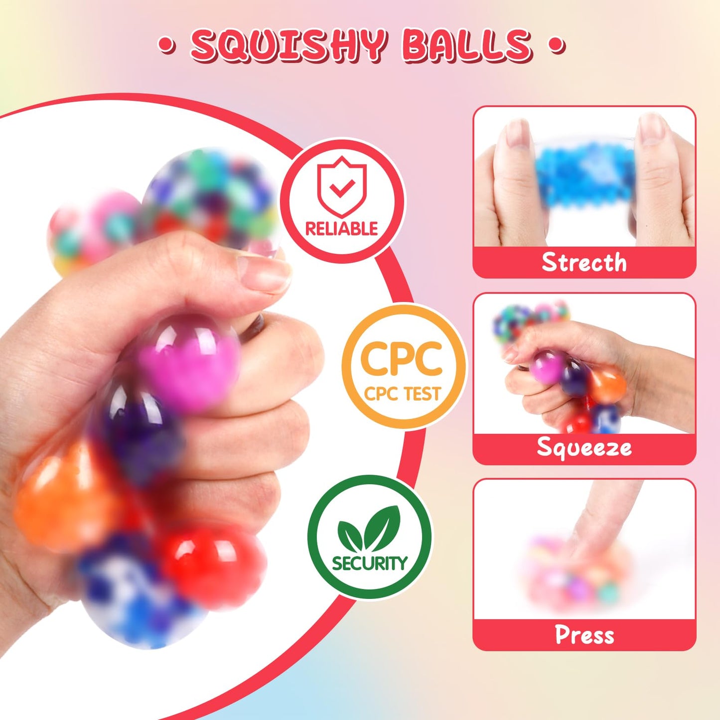 BESNEL 80 Pack Stress Balls for Adults | Colorful Fidget Set for Focus and Relaxation
