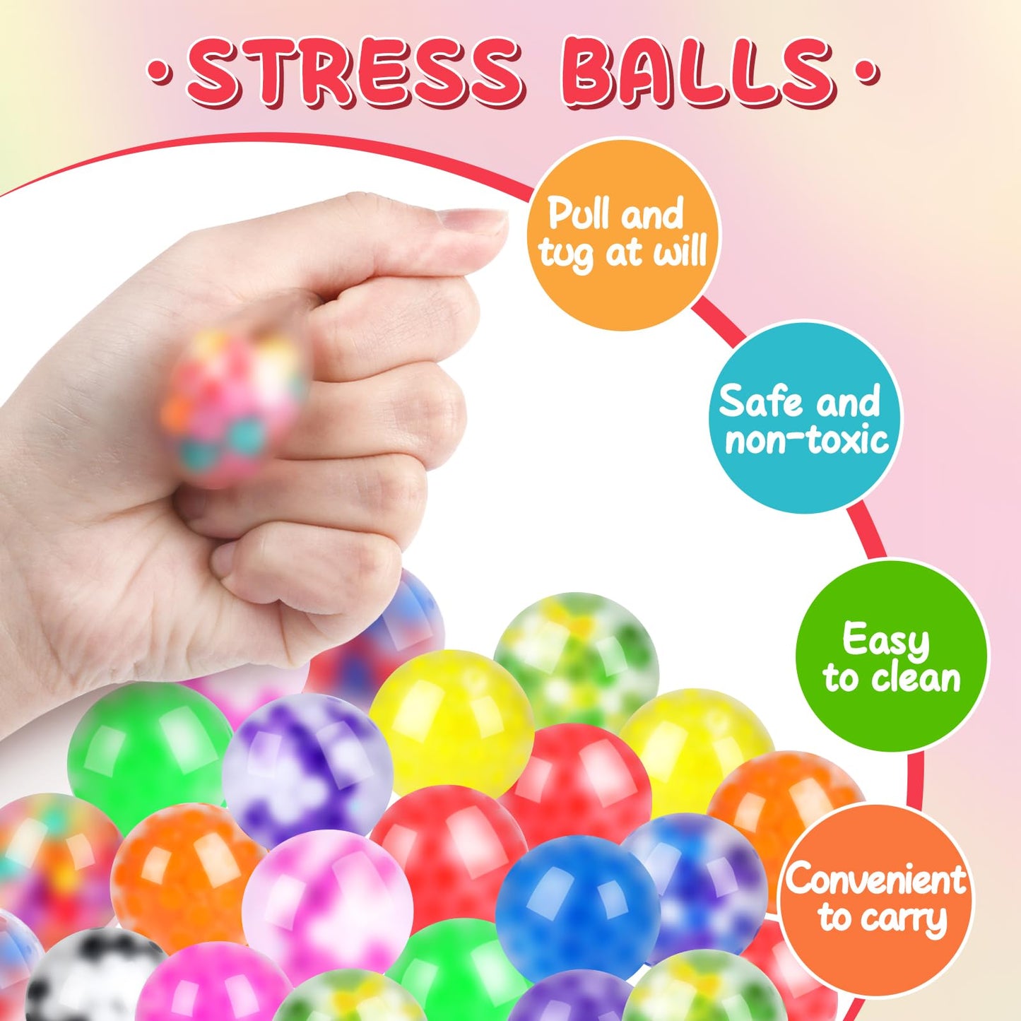BESNEL 80 Pack Stress Balls for Adults | Colorful Fidget Set for Focus and Relaxation