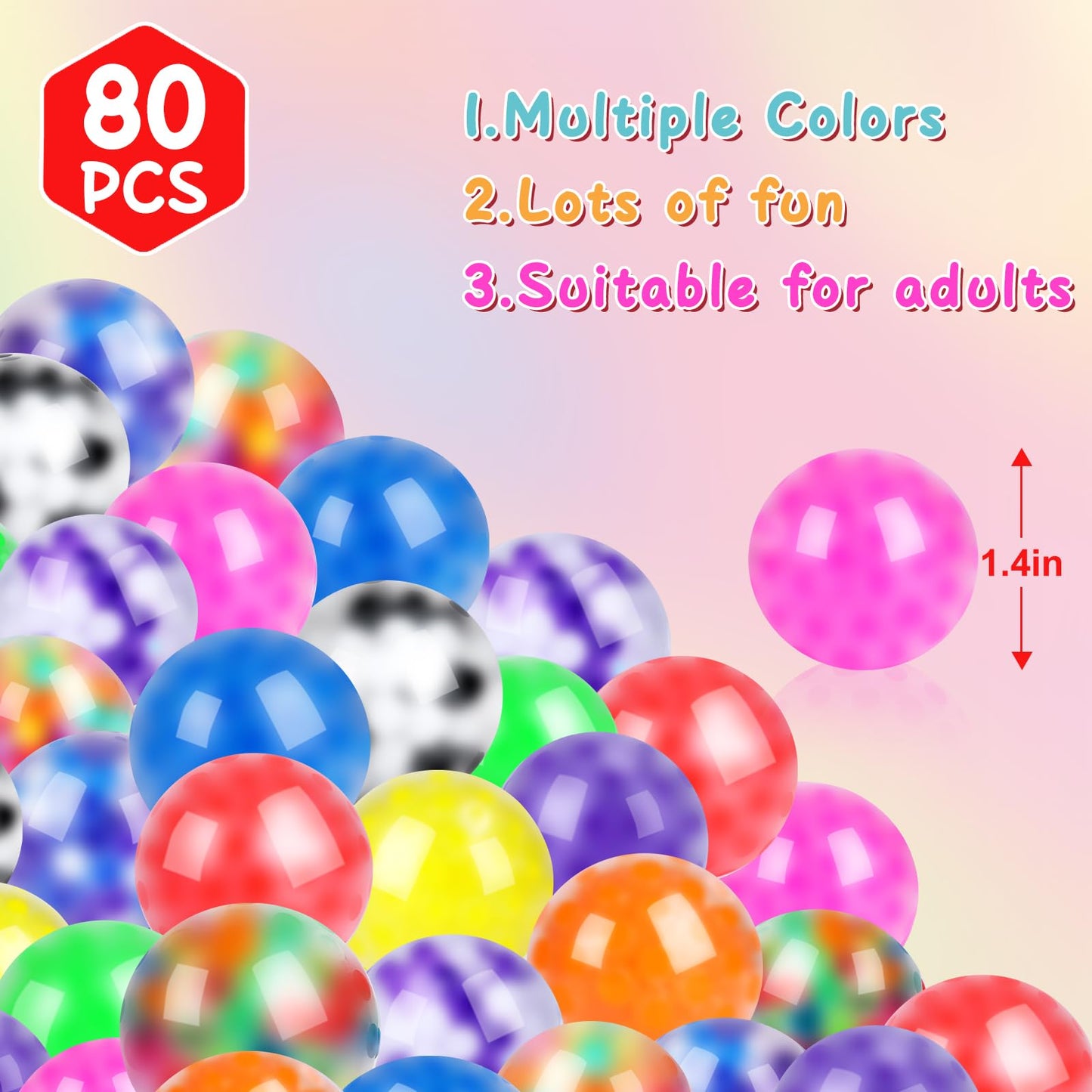 BESNEL 80 Pack Stress Balls for Adults | Colorful Fidget Set for Focus and Relaxation