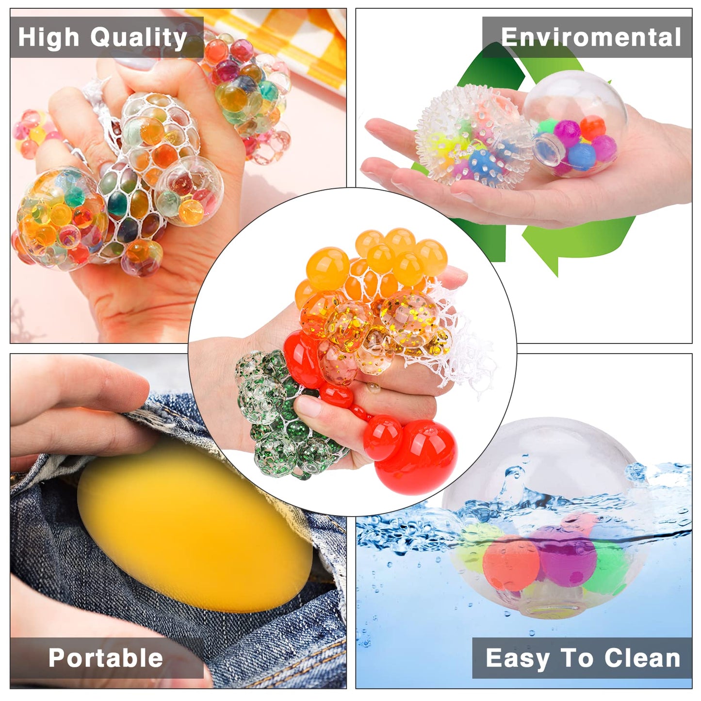 Besnel 20-Pack Stress Balls for Adults – Squishy Squeeze Balls, Party Favors