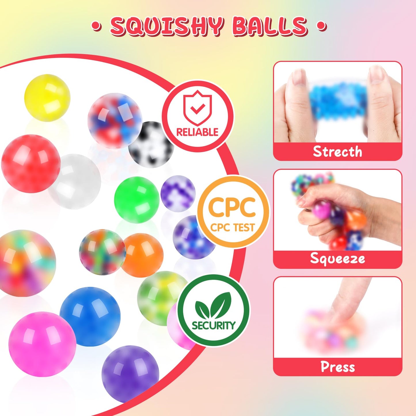 BESNEL 160-Pack Stress Balls Set for Adults | Anti-Anxiety Fidget Toys Bulk Pack
