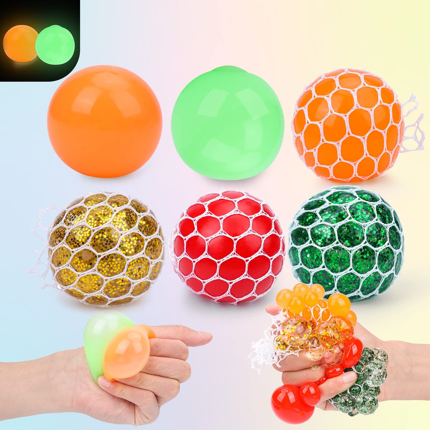 Besnel 20-Pack Stress Balls for Adults – Squishy Squeeze Balls, Party Favors